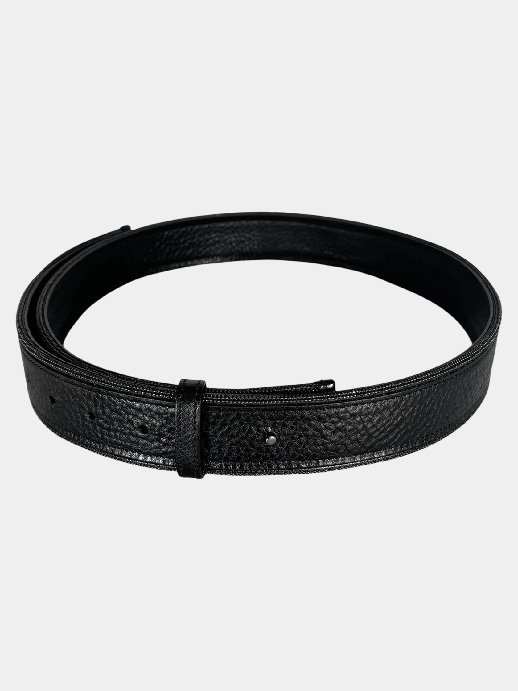 Monili Bead Trim Leather Belt