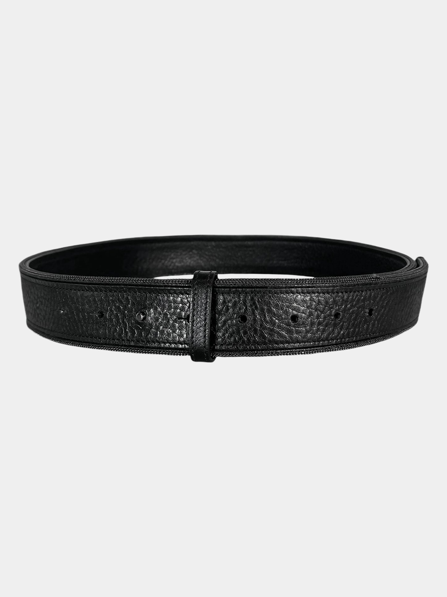 Monili Bead Trim Leather Belt