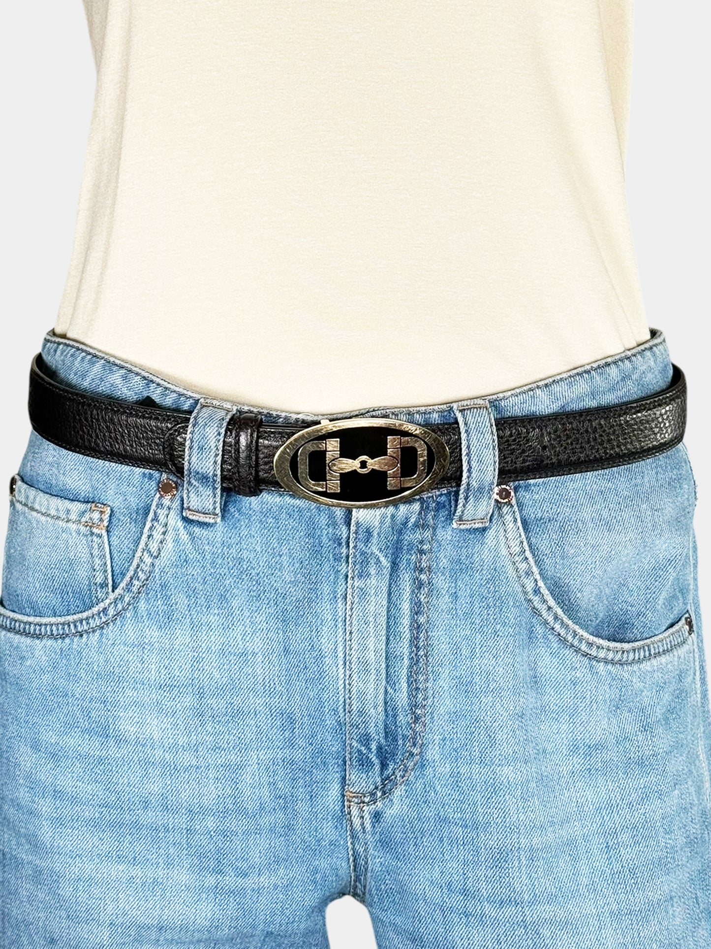 Horsebit Buckle Leather Belt