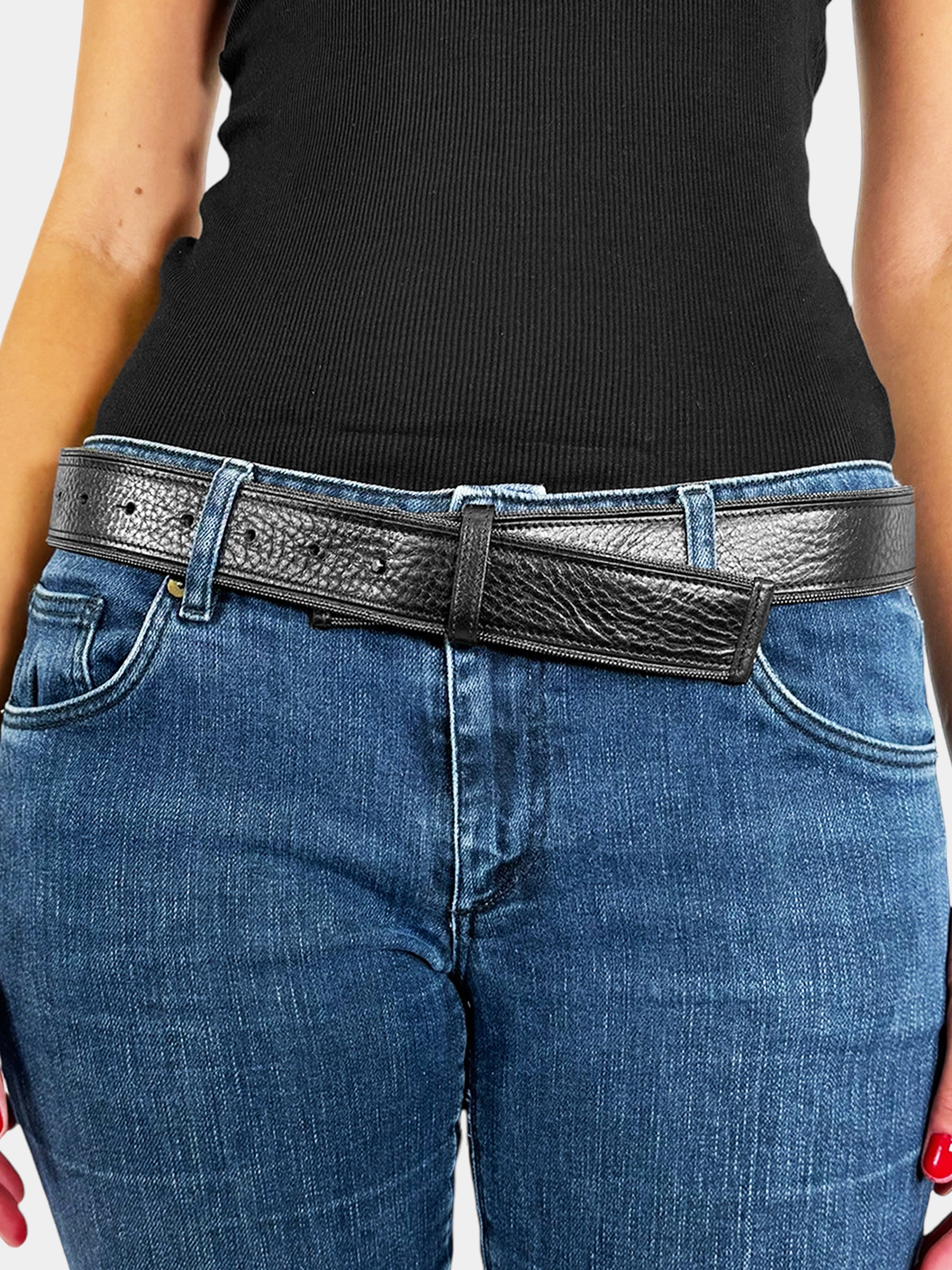 Monili Bead Trim Leather Belt