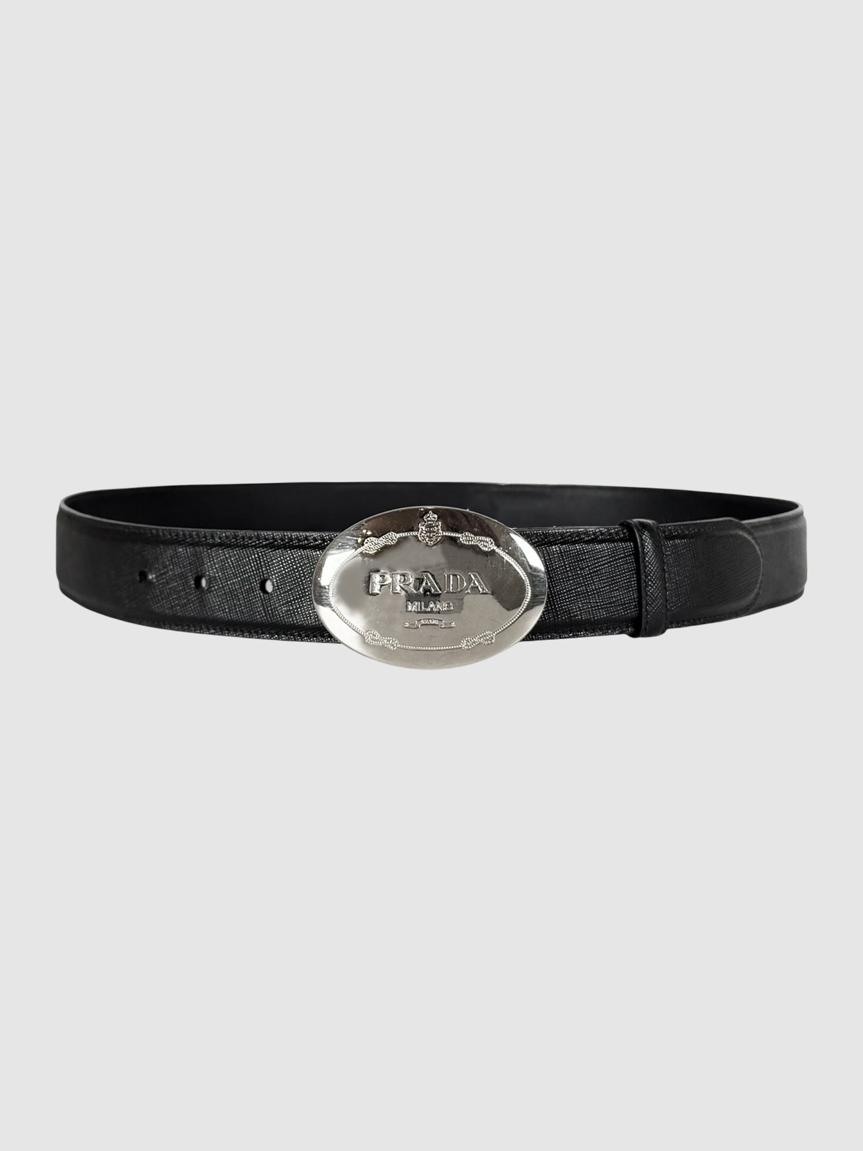 Oval Plaque Leather Belt