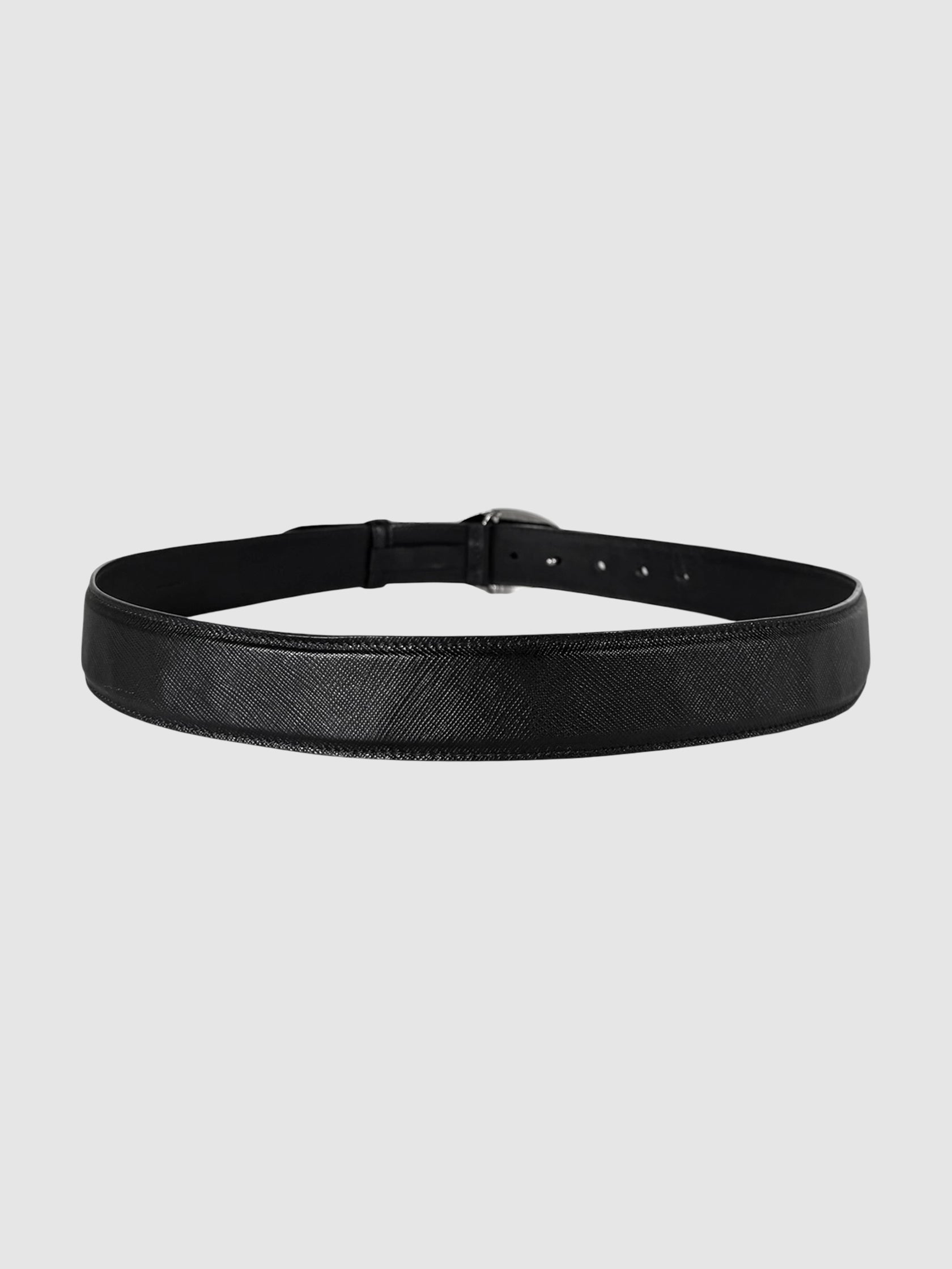 Oval Plaque Leather Belt