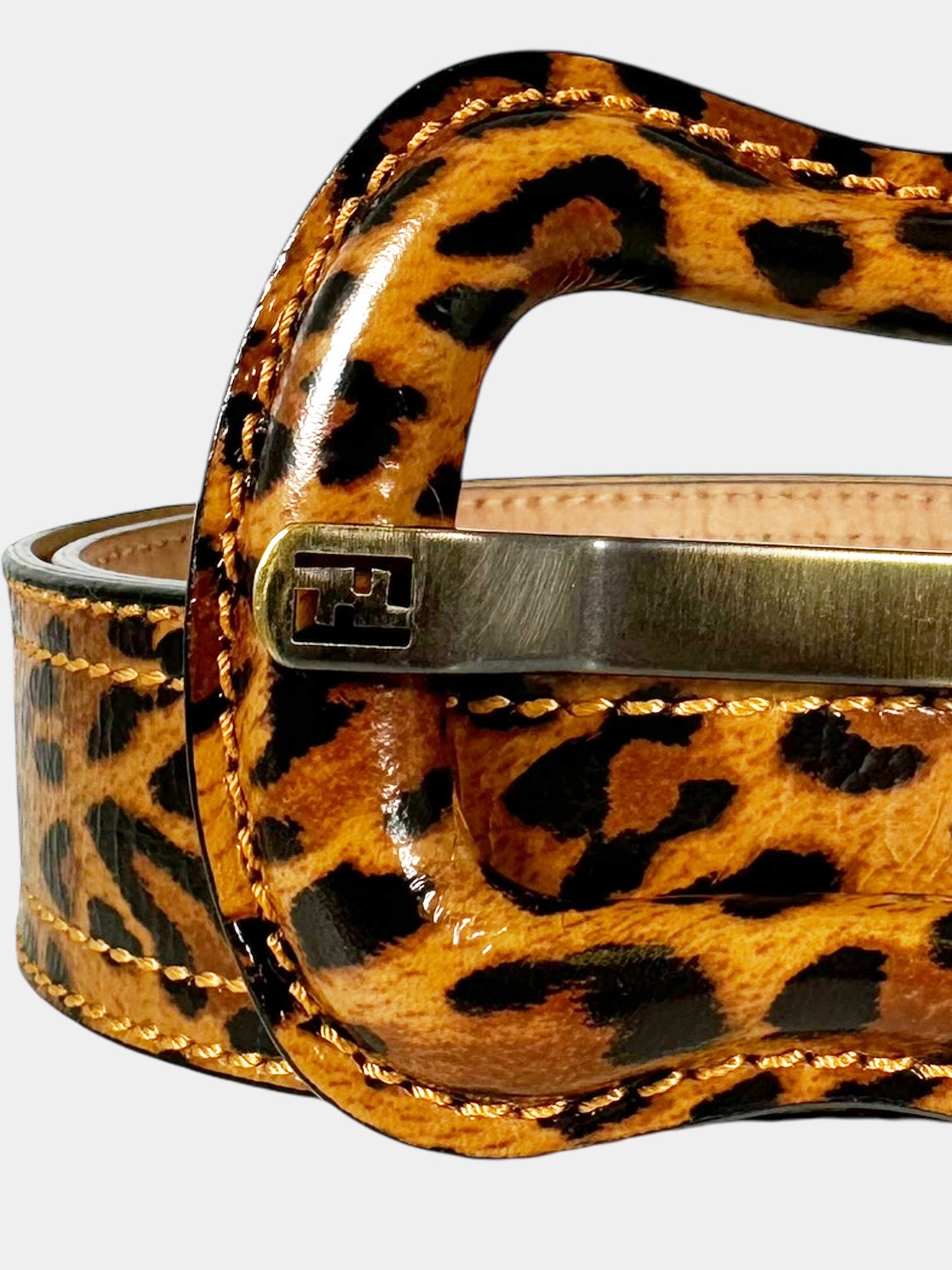 Wide Leopard Print Leather Waist Belt