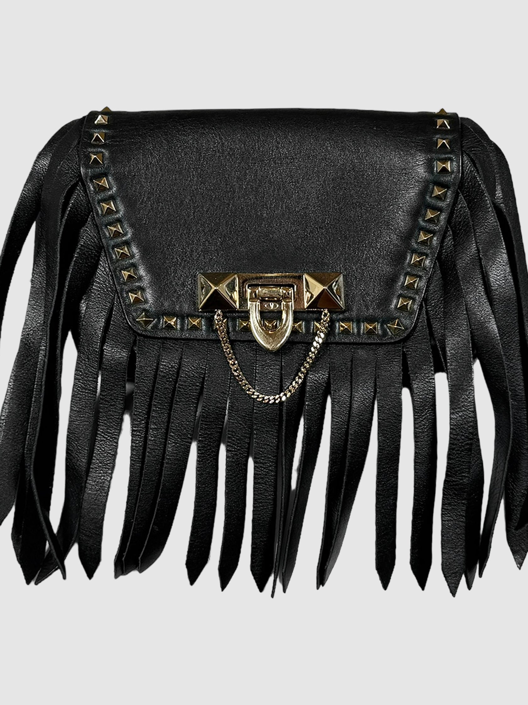 Valentino Leather Fringe Belt Bag in Black Bum Bag Fanny Pack Designer Luxury Resale Canada Toronto Summer Trend Festival Outfit