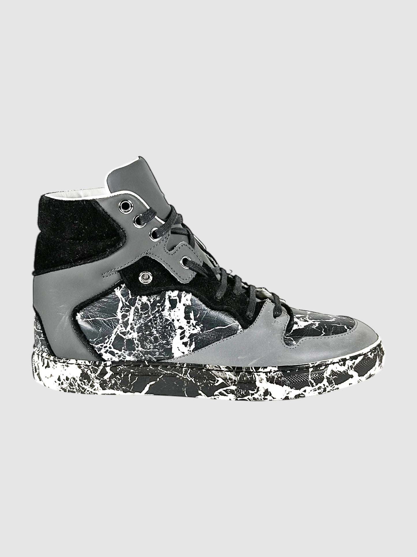 Marble Print High Top Sneakers - Size 38