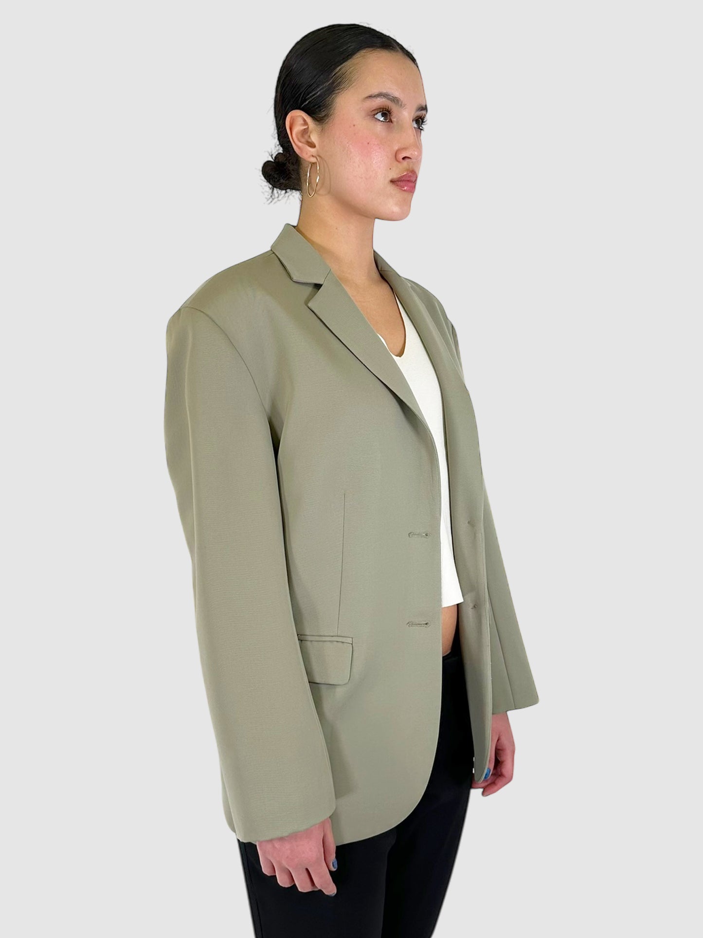 Wool Single-Breasted Blazer - Size M