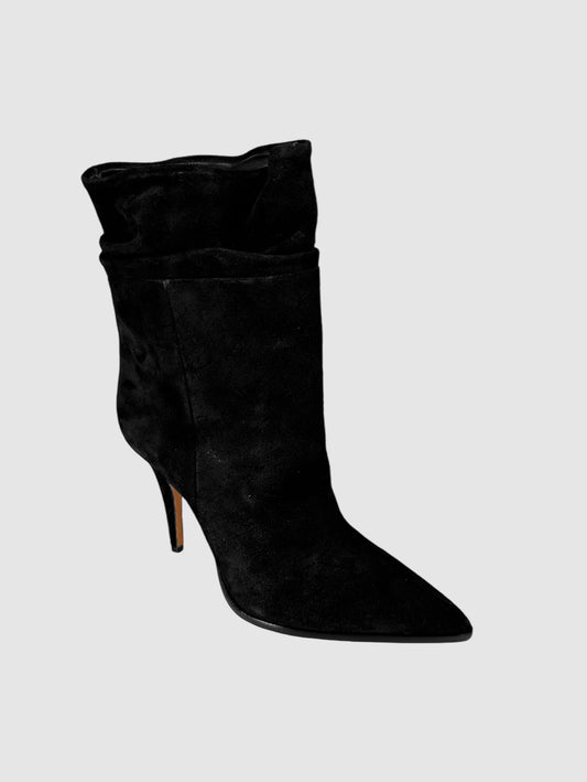 Suede Pointed Toe Boots - Size 37