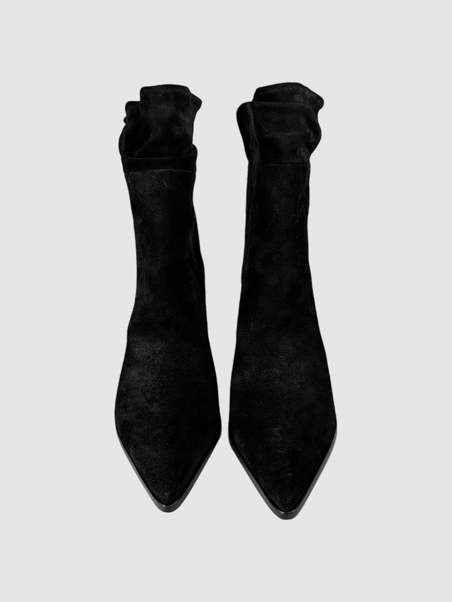 Suede Pointed Toe Boots - Size 37