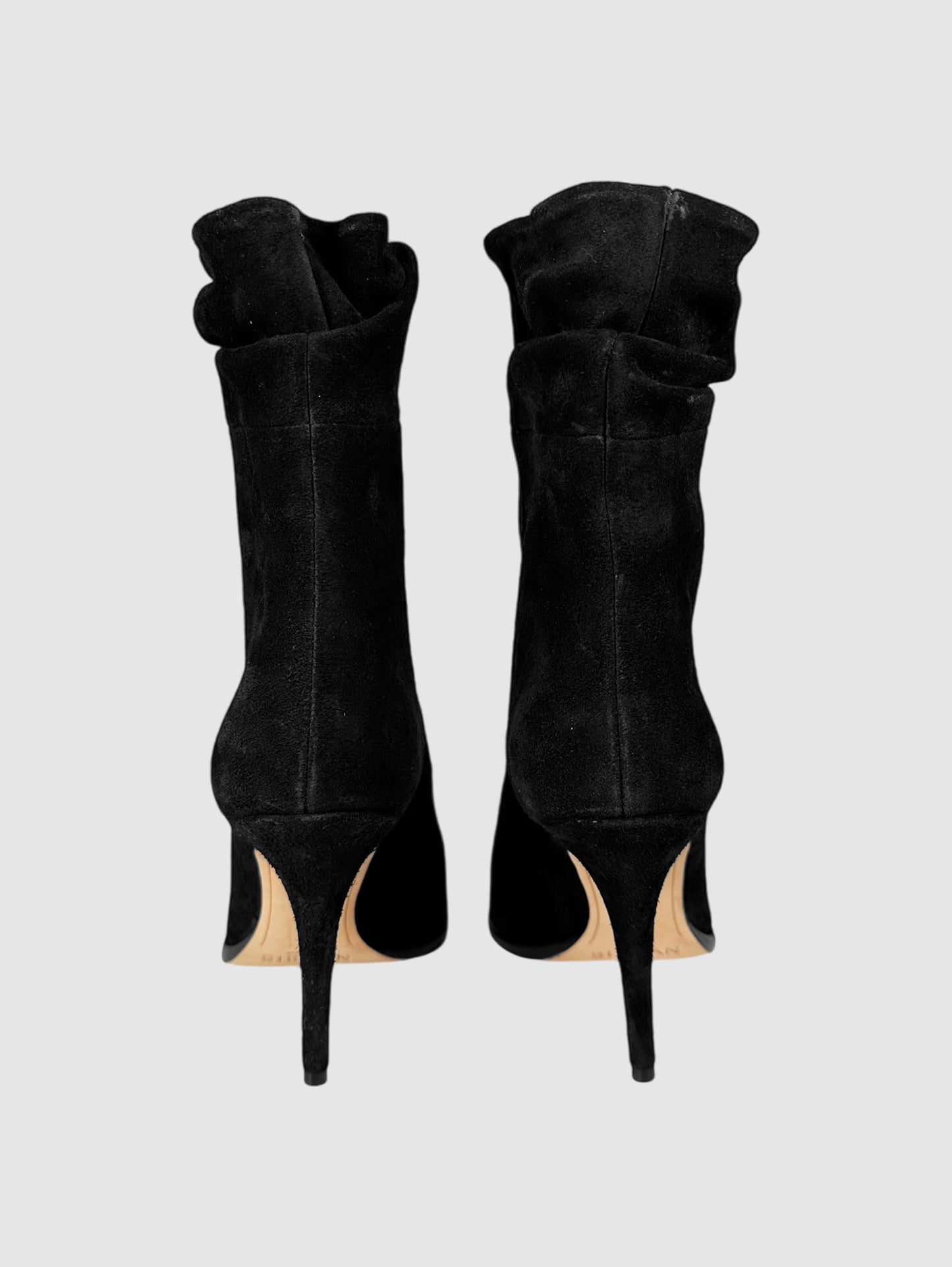 Suede Pointed Toe Boots - Size 37