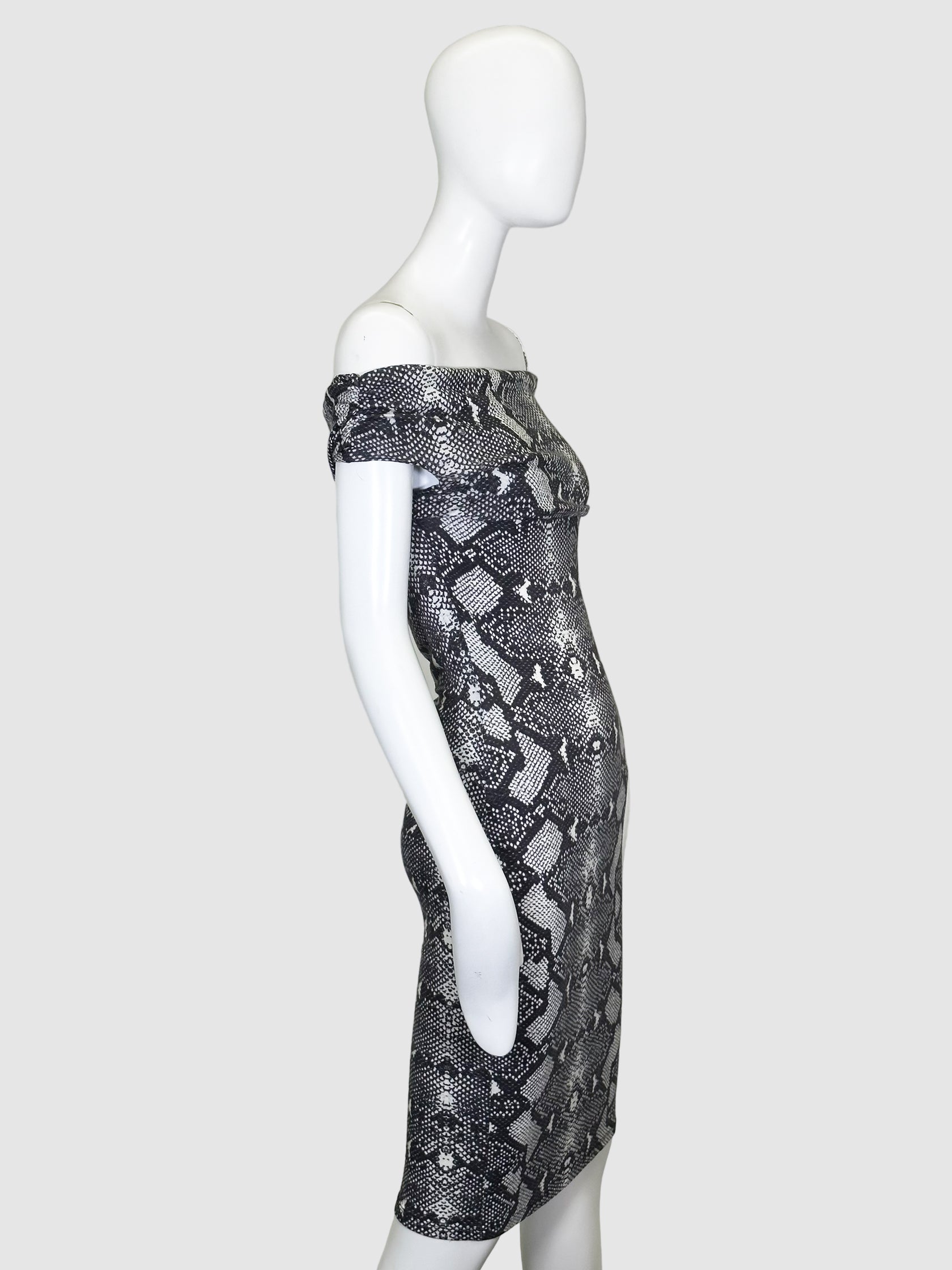 Reptile Print Off-The-Shoulder Dress - Size 42