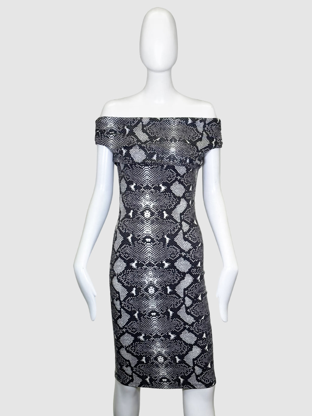 Reptile Print Off-The-Shoulder Dress - Size 42