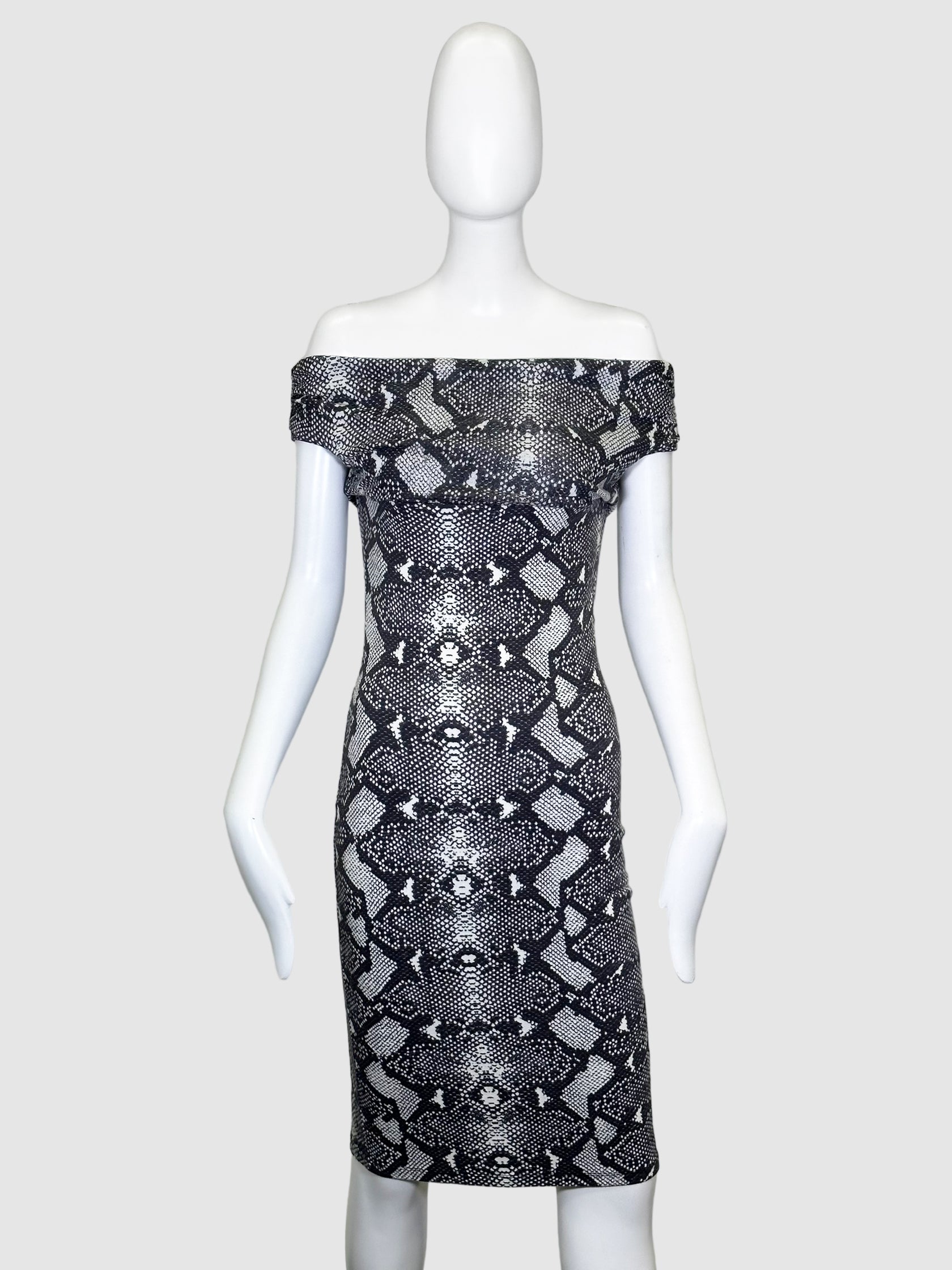 Reptile Print Off-The-Shoulder Dress - Size 42