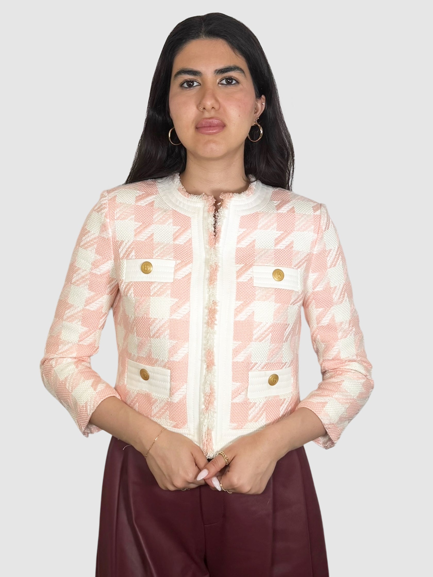 Houndstooth Cropped Blazer