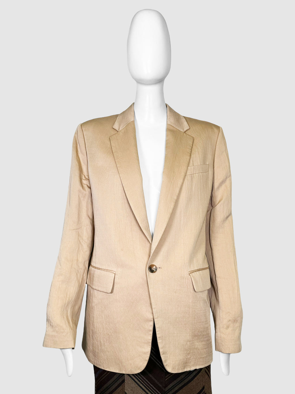 Single-Button Linen Blazer - Size 6