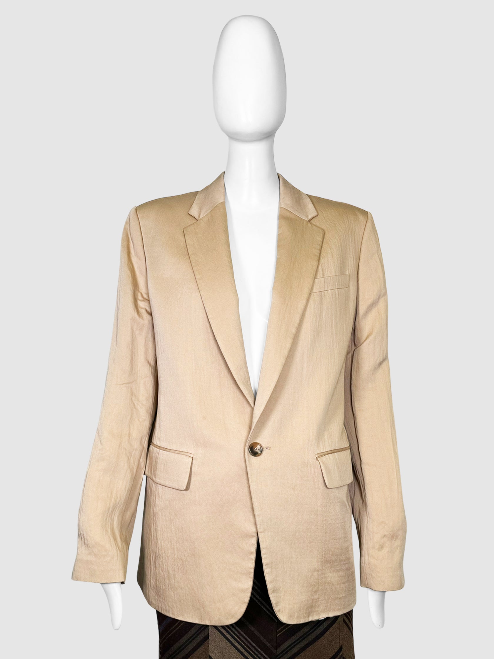 Single-Button Linen Blazer - Size 6