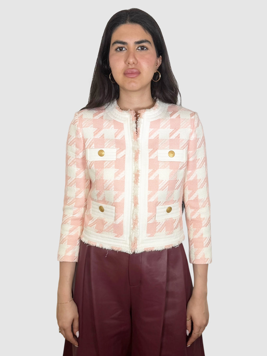 Houndstooth Cropped Blazer