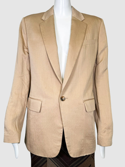 Single-Button Linen Blazer - Size 6