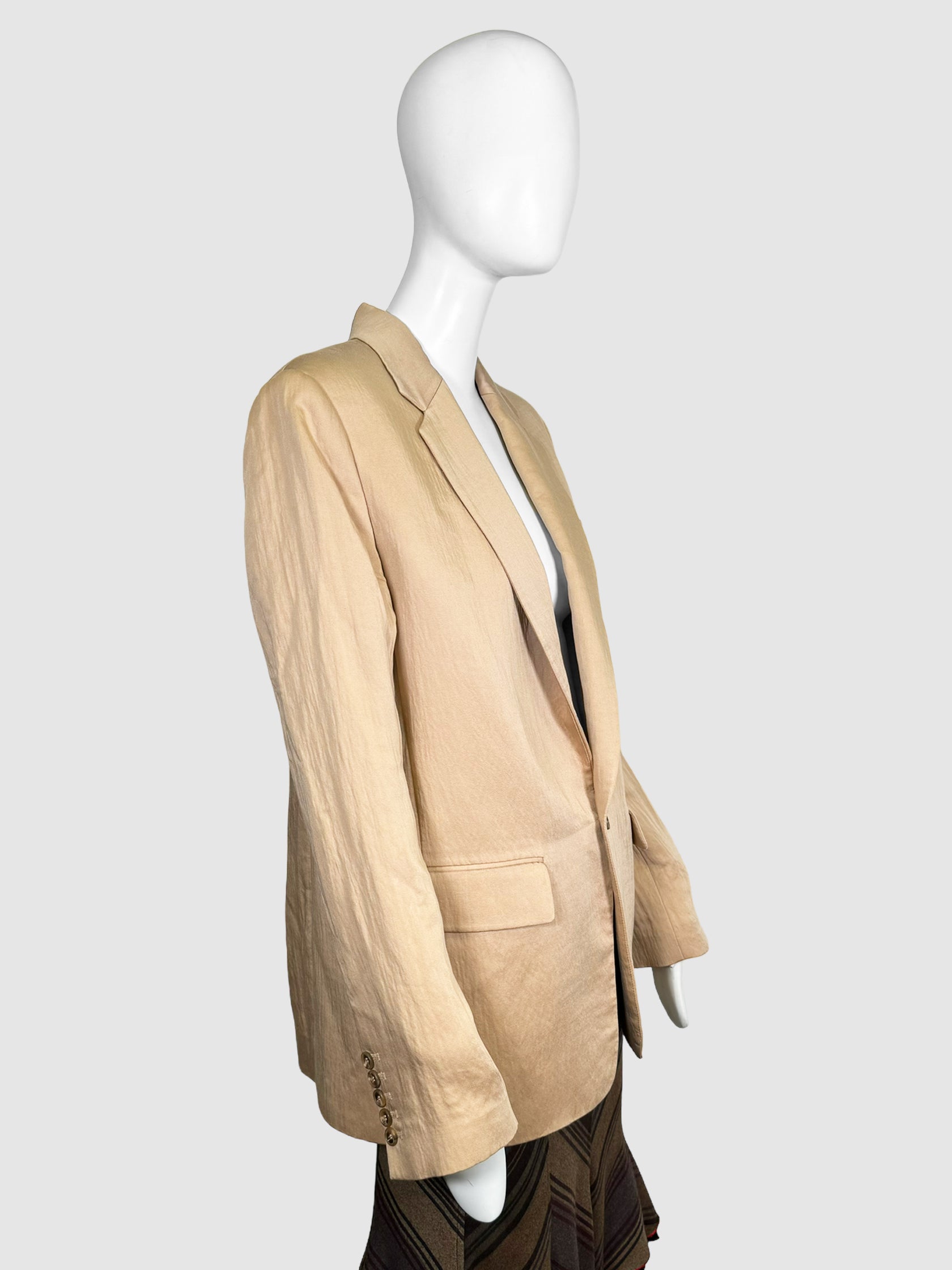 Single-Button Linen Blazer - Size 6