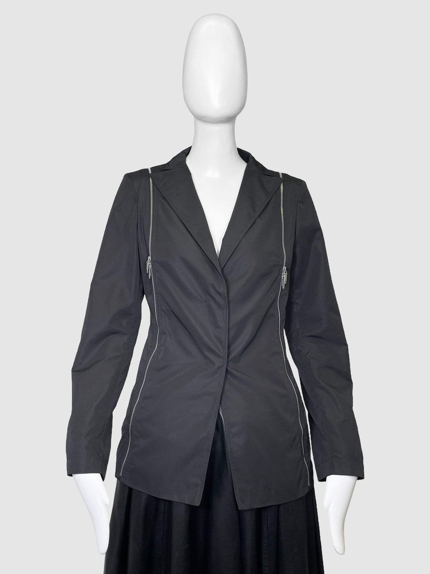 Nylon Blazer with Zipper Accents - Size 38