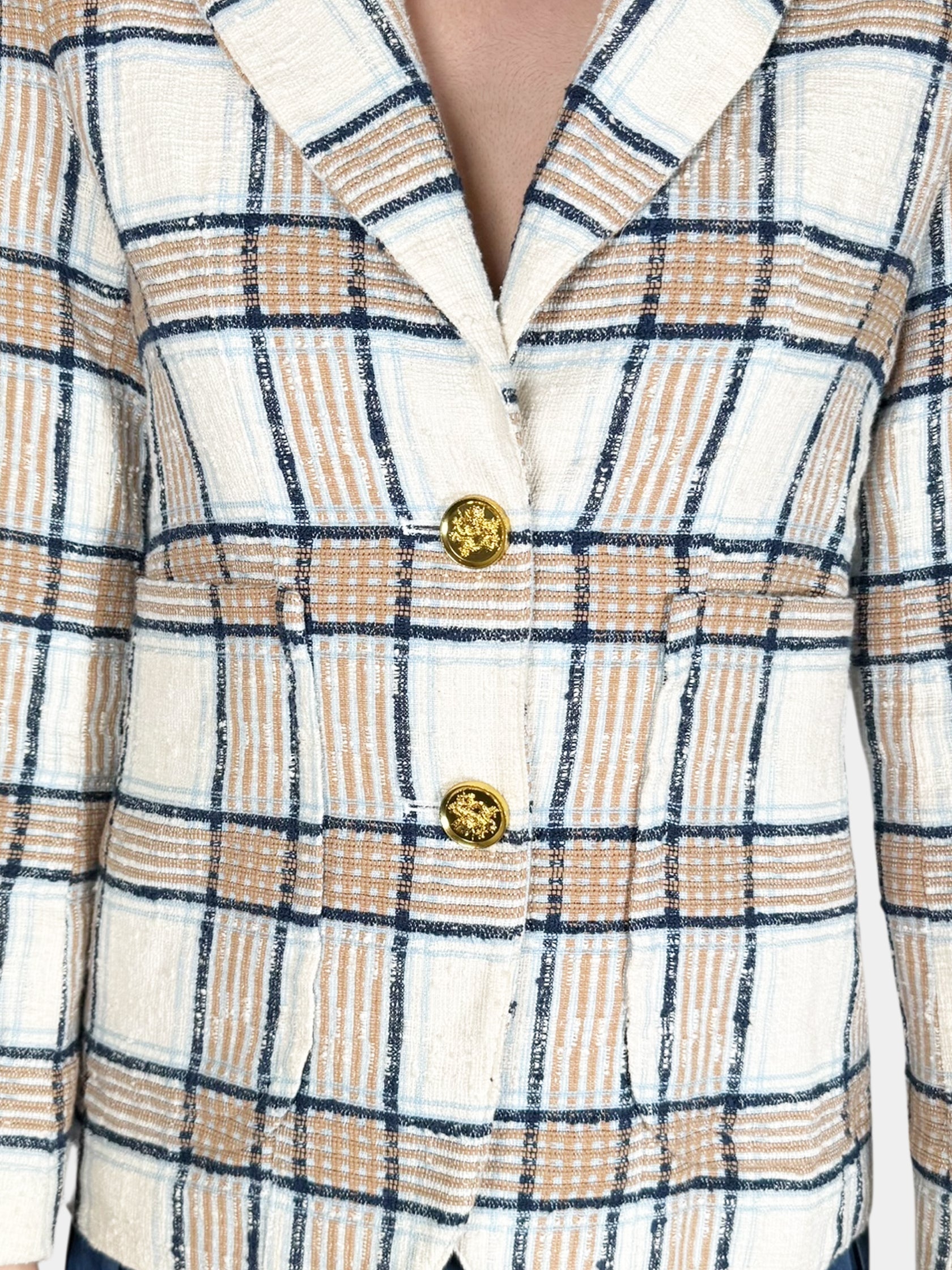 Plaid Single-Breasted Blazer