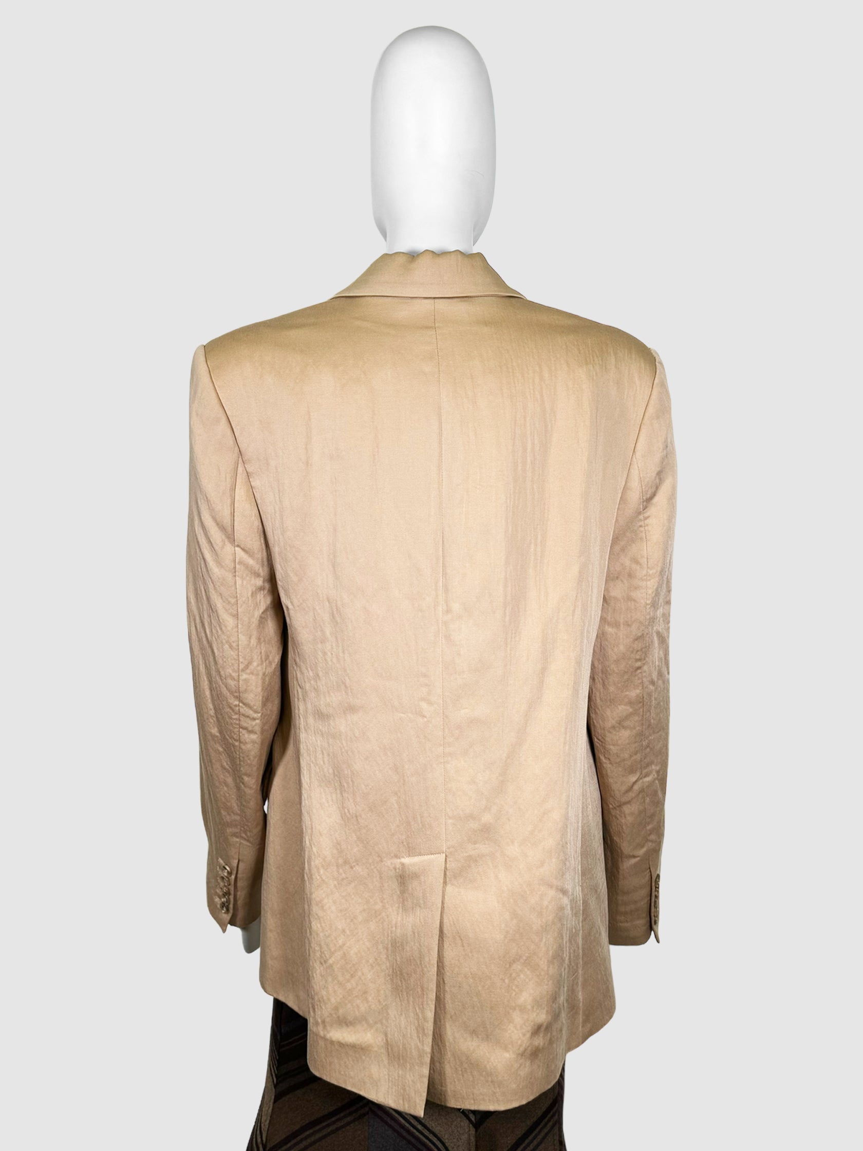 Single-Button Linen Blazer - Size 6