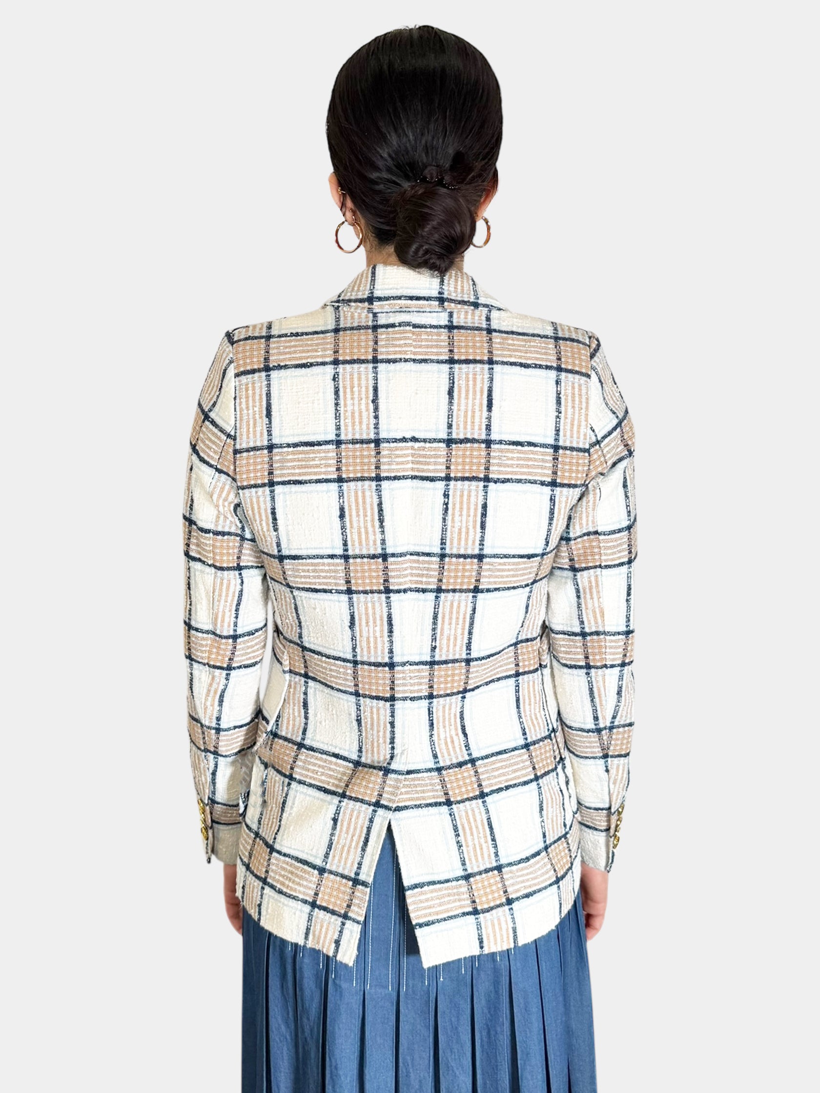 Plaid Single-Breasted Blazer