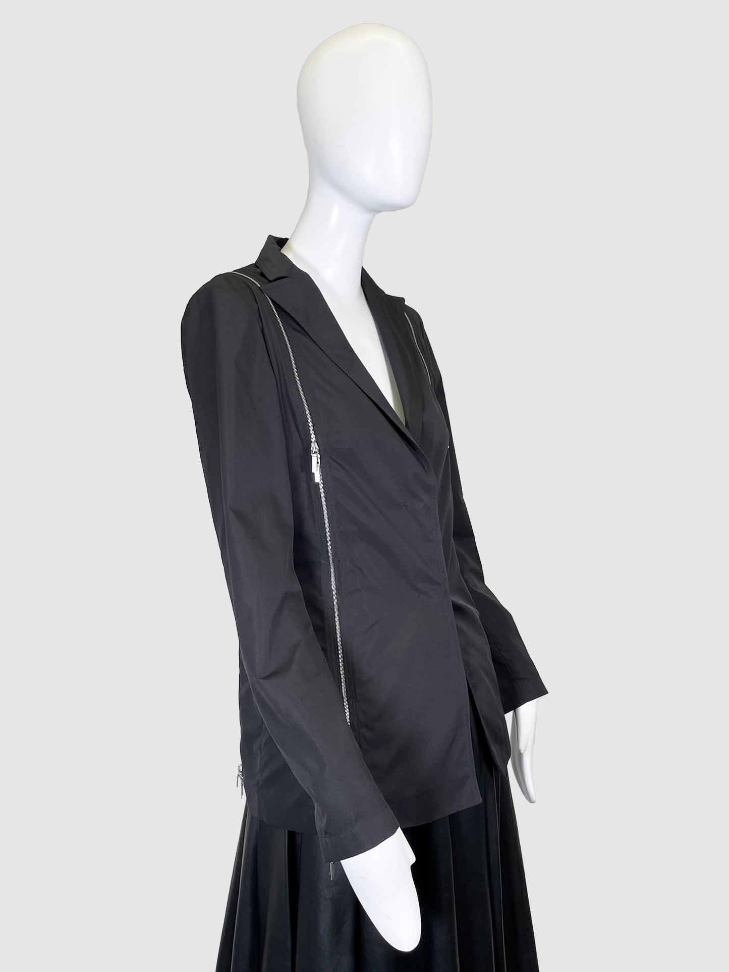 Nylon Blazer with Zipper Accents - Size 38