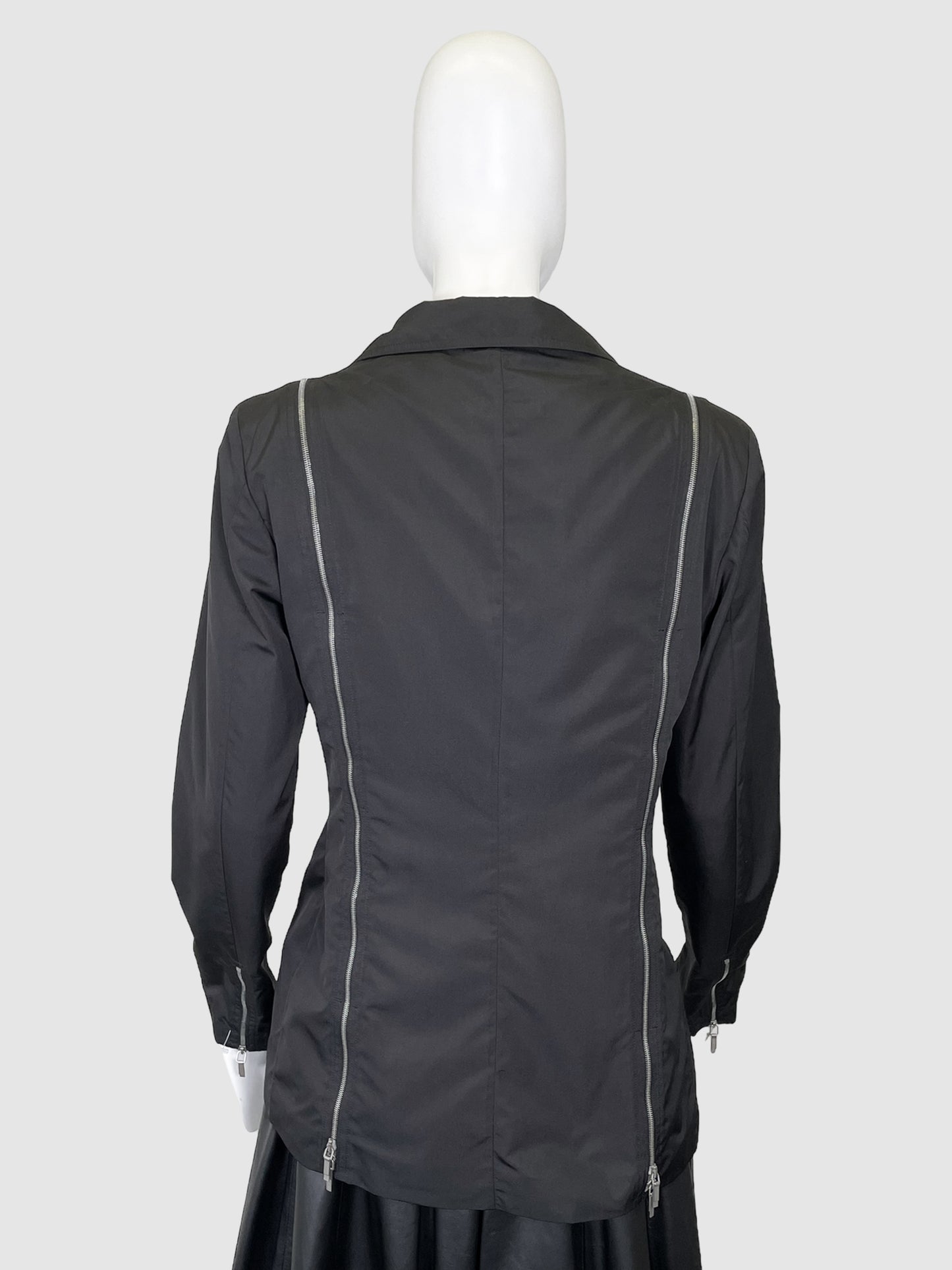 Nylon Blazer with Zipper Accents - Size 38