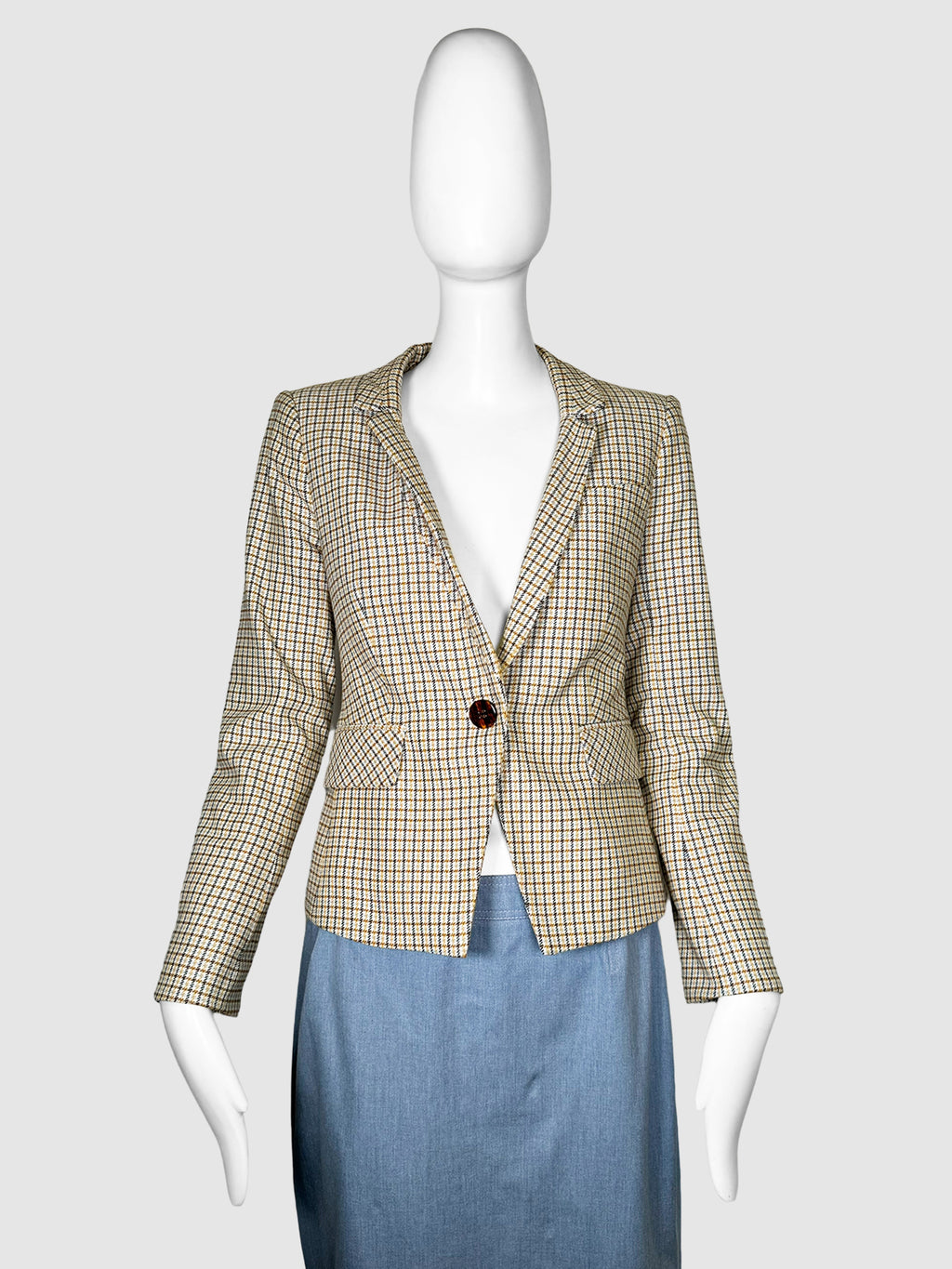 Plaid Blazer with Detachable Hoodie Inset - Size 0
