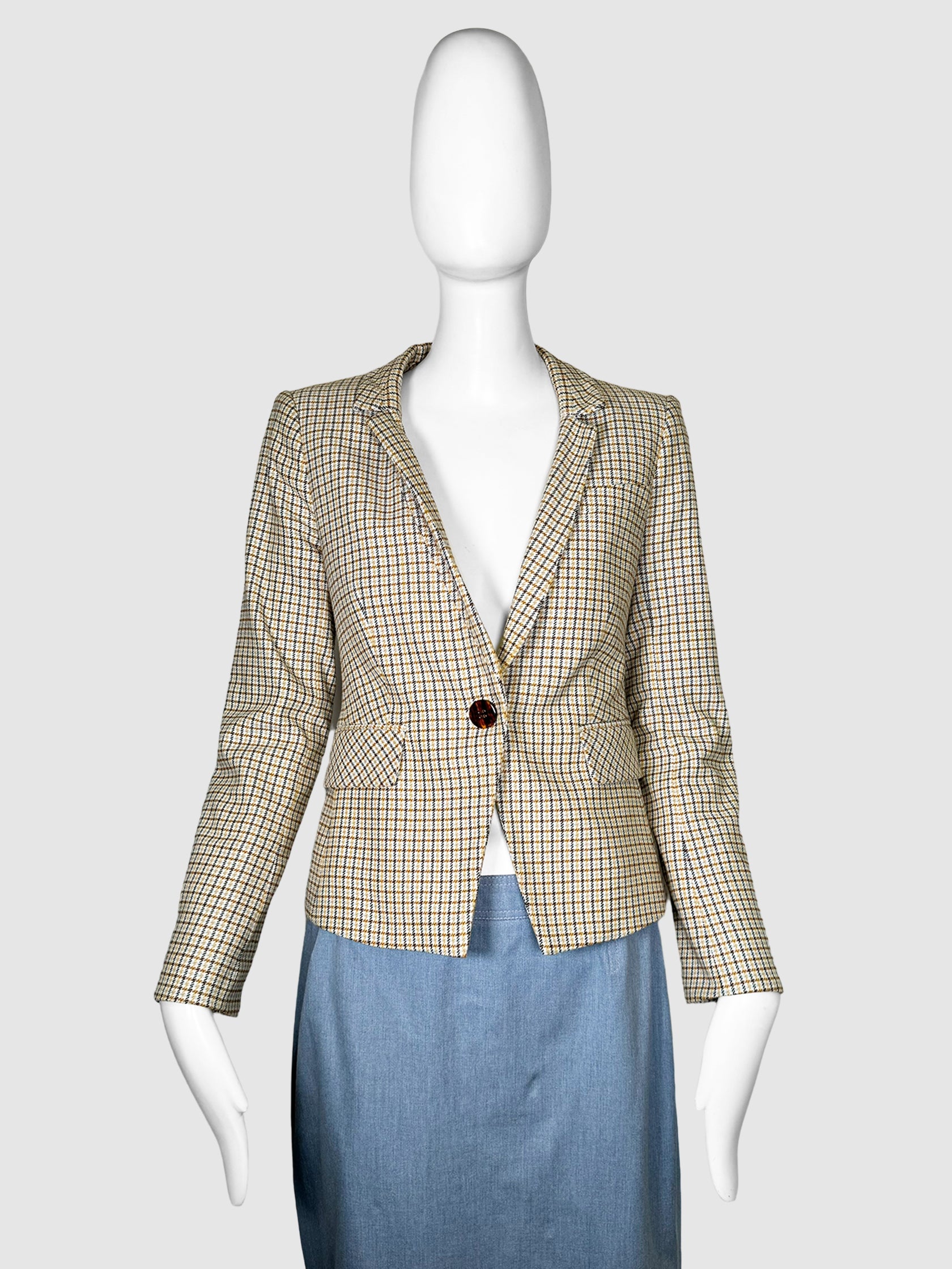 Plaid Blazer with Detachable Hoodie Inset - Size 0