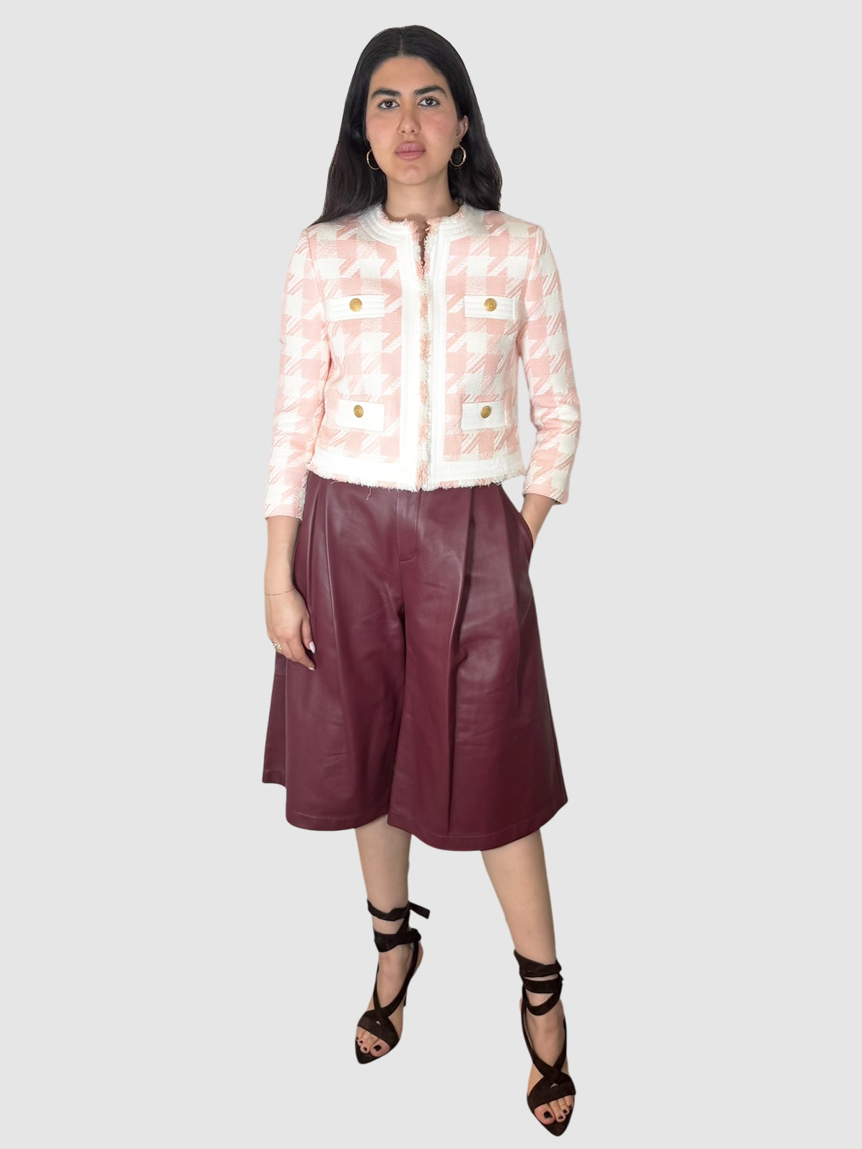 Houndstooth Cropped Blazer