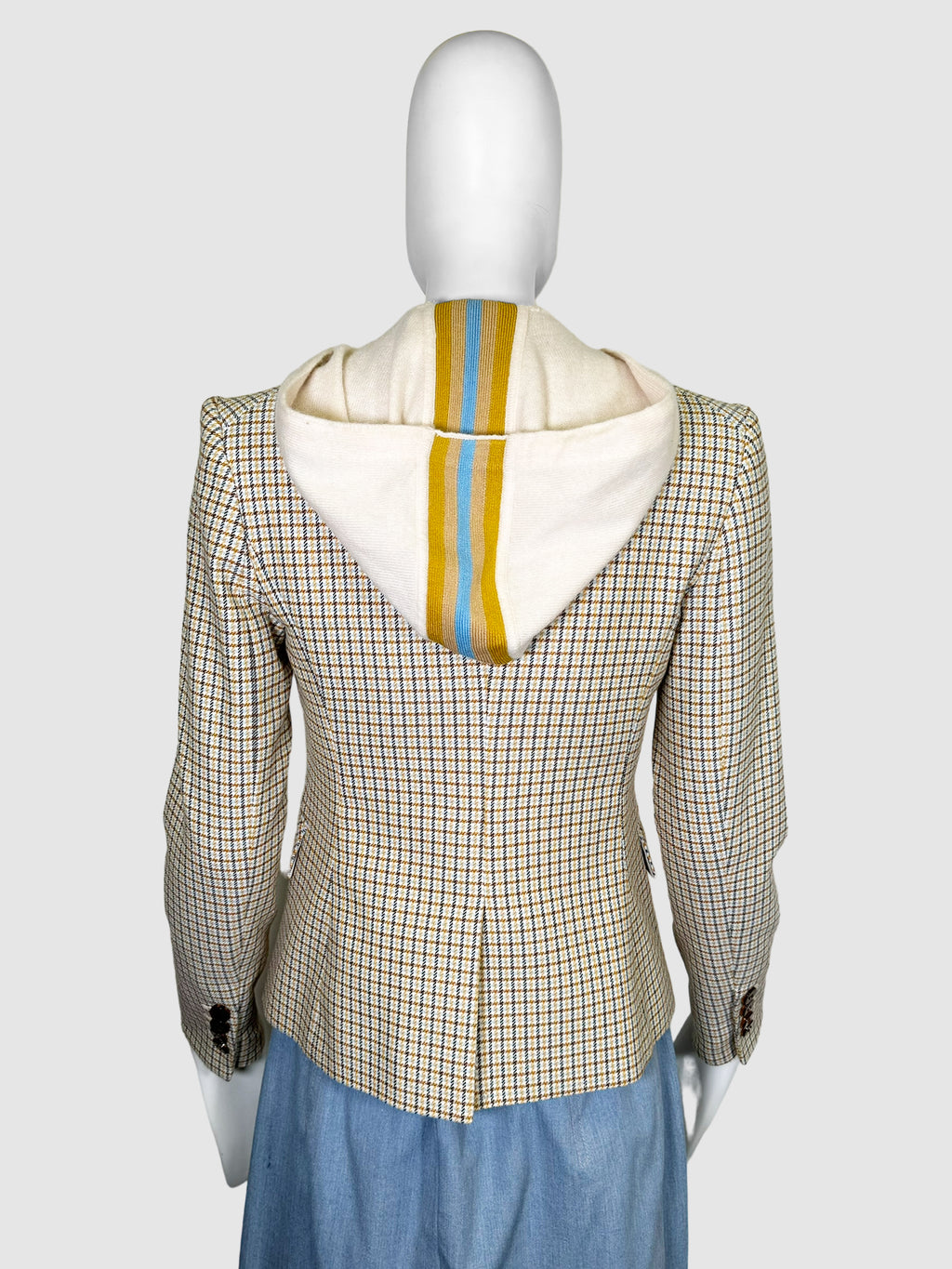 Plaid Blazer with Detachable Hoodie Inset - Size 0
