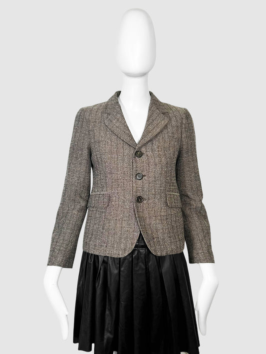 Tweed Single-Breasted Blazer - Size 40