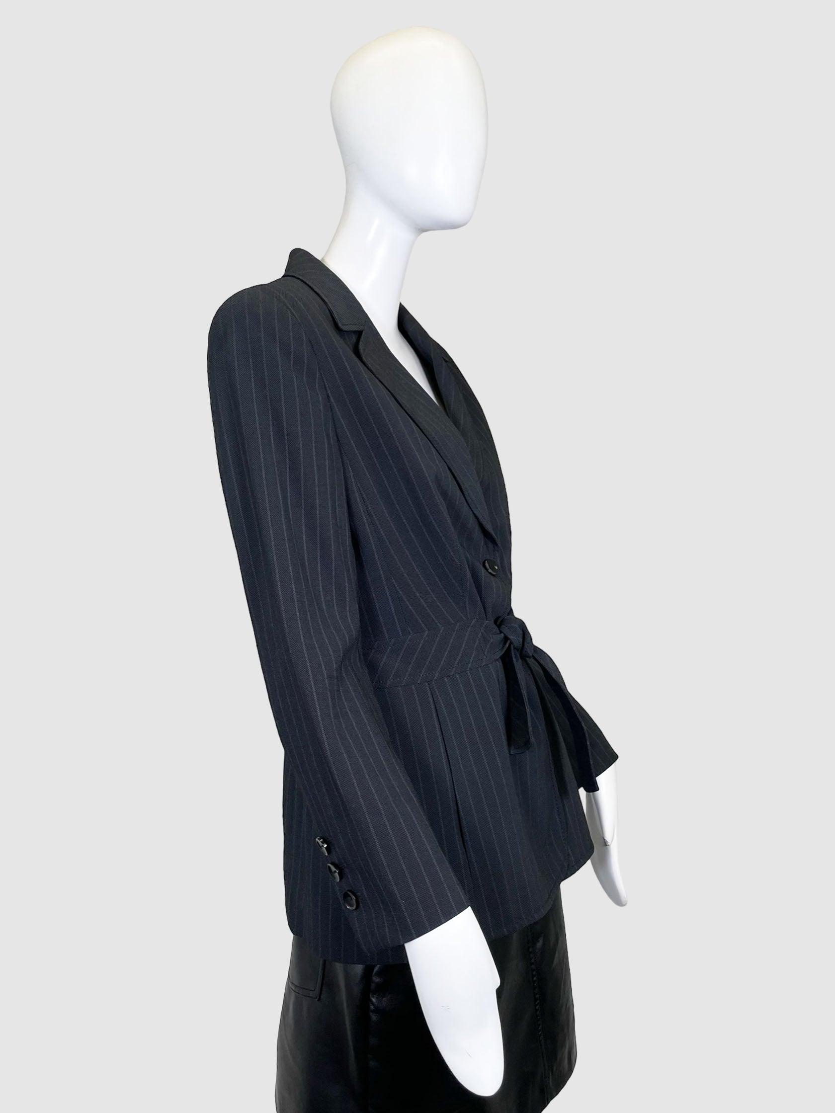 Striped Blazer with Belt - Size 40