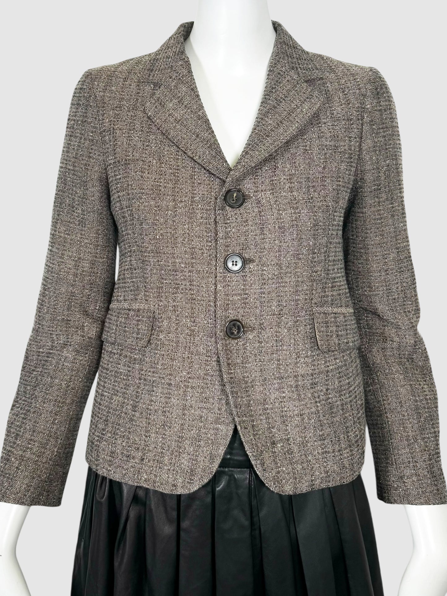 Tweed Single-Breasted Blazer - Size 40