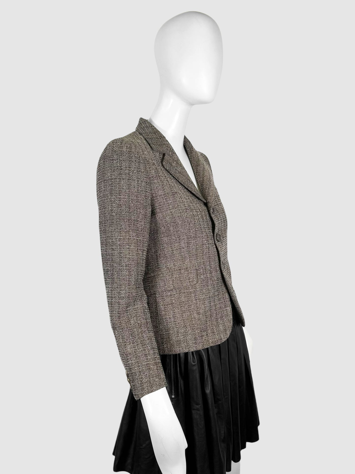 Tweed Single-Breasted Blazer - Size 40