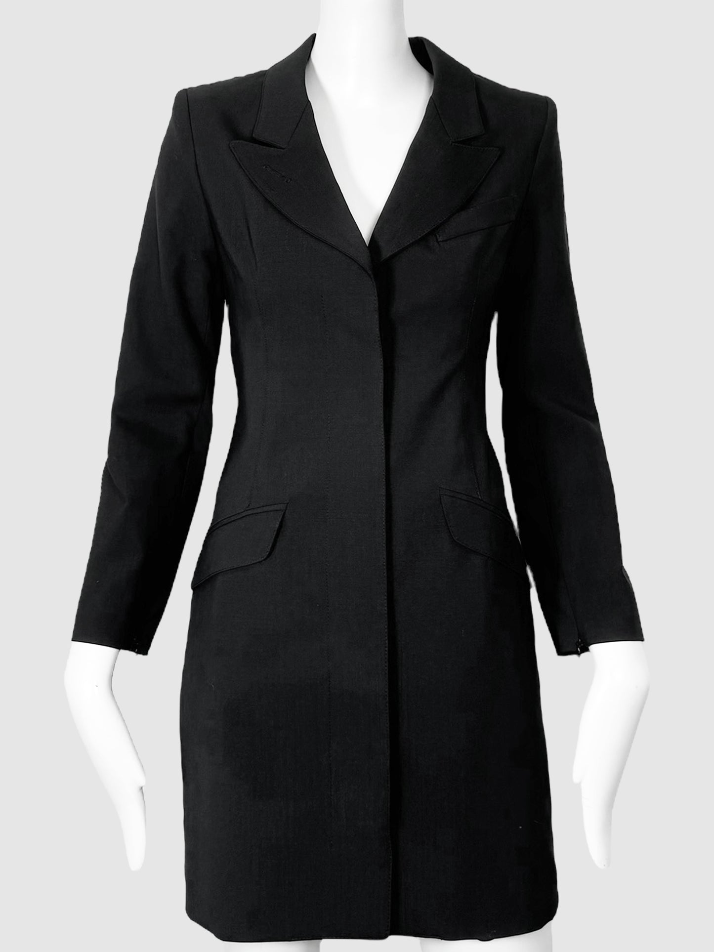 Single-Breasted Wool Blazer Dress - Size 2