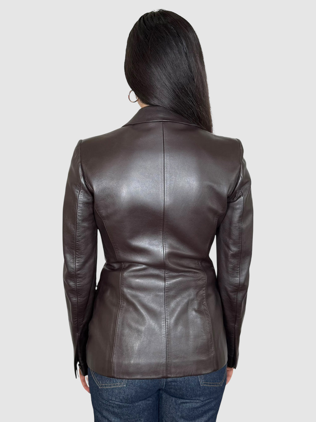 Leather Single-Button Blazer