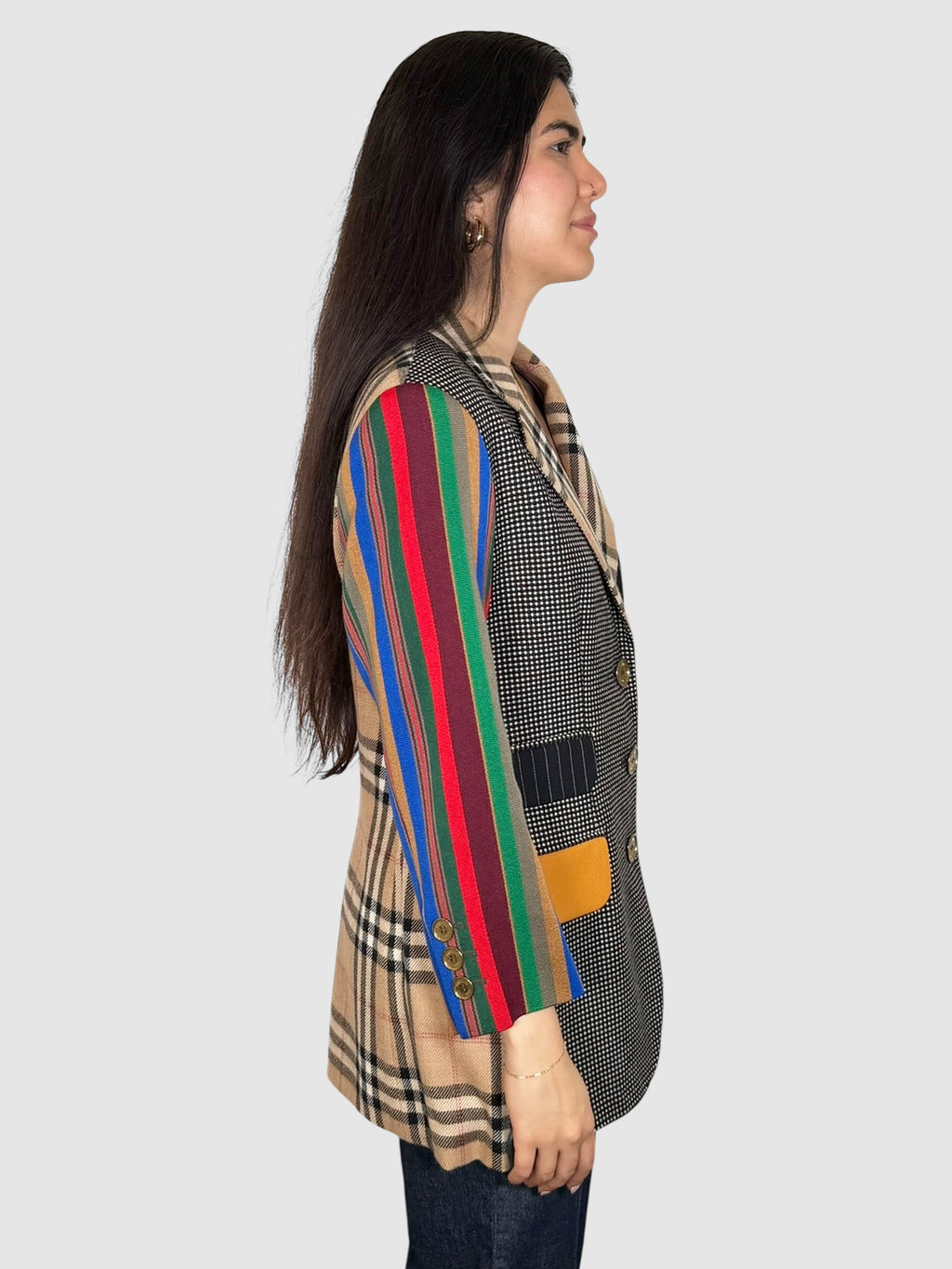 Multi-Pattern Wool Blazer