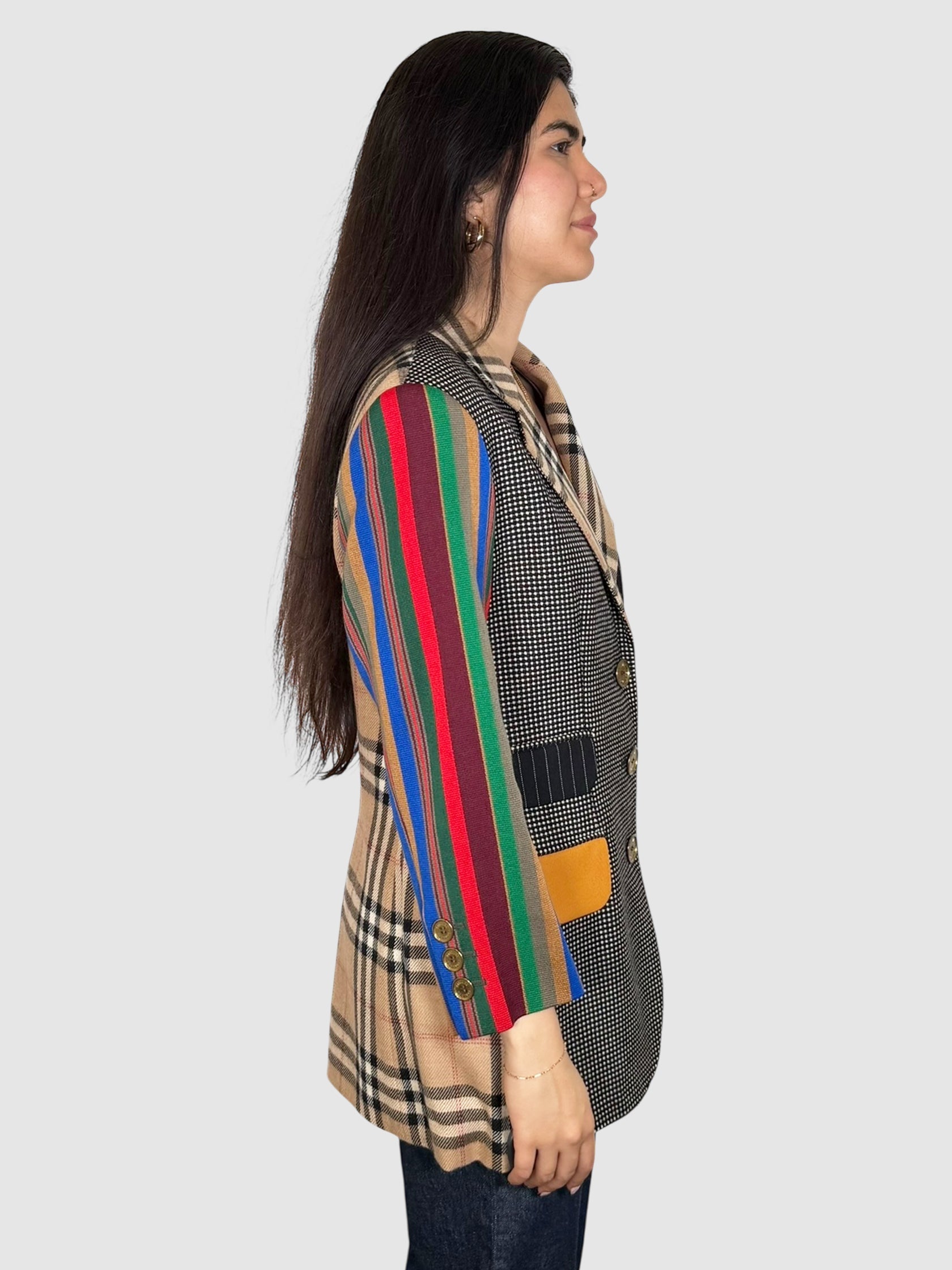 Multi-Pattern Wool Blazer