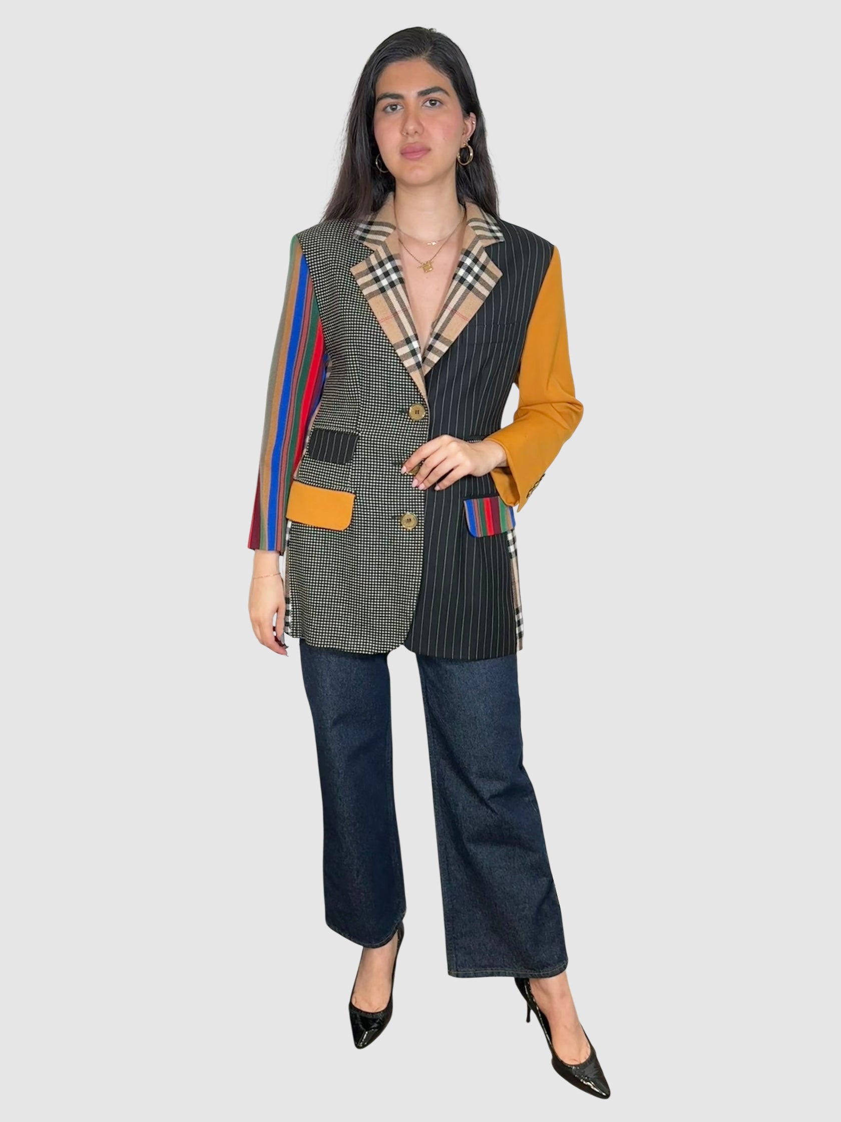 Multi-Pattern Wool Blazer