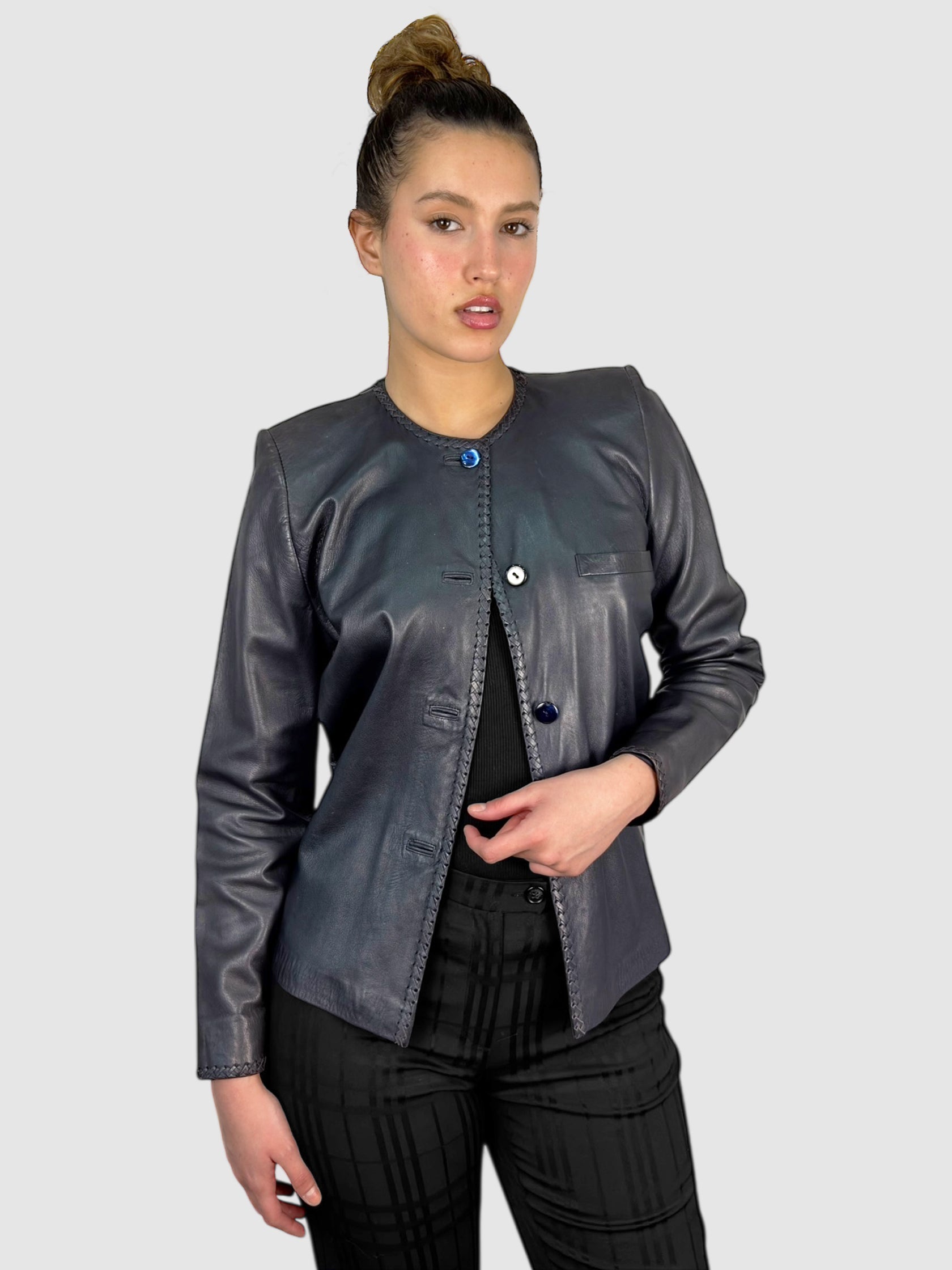 Leather Button-Up Jacket