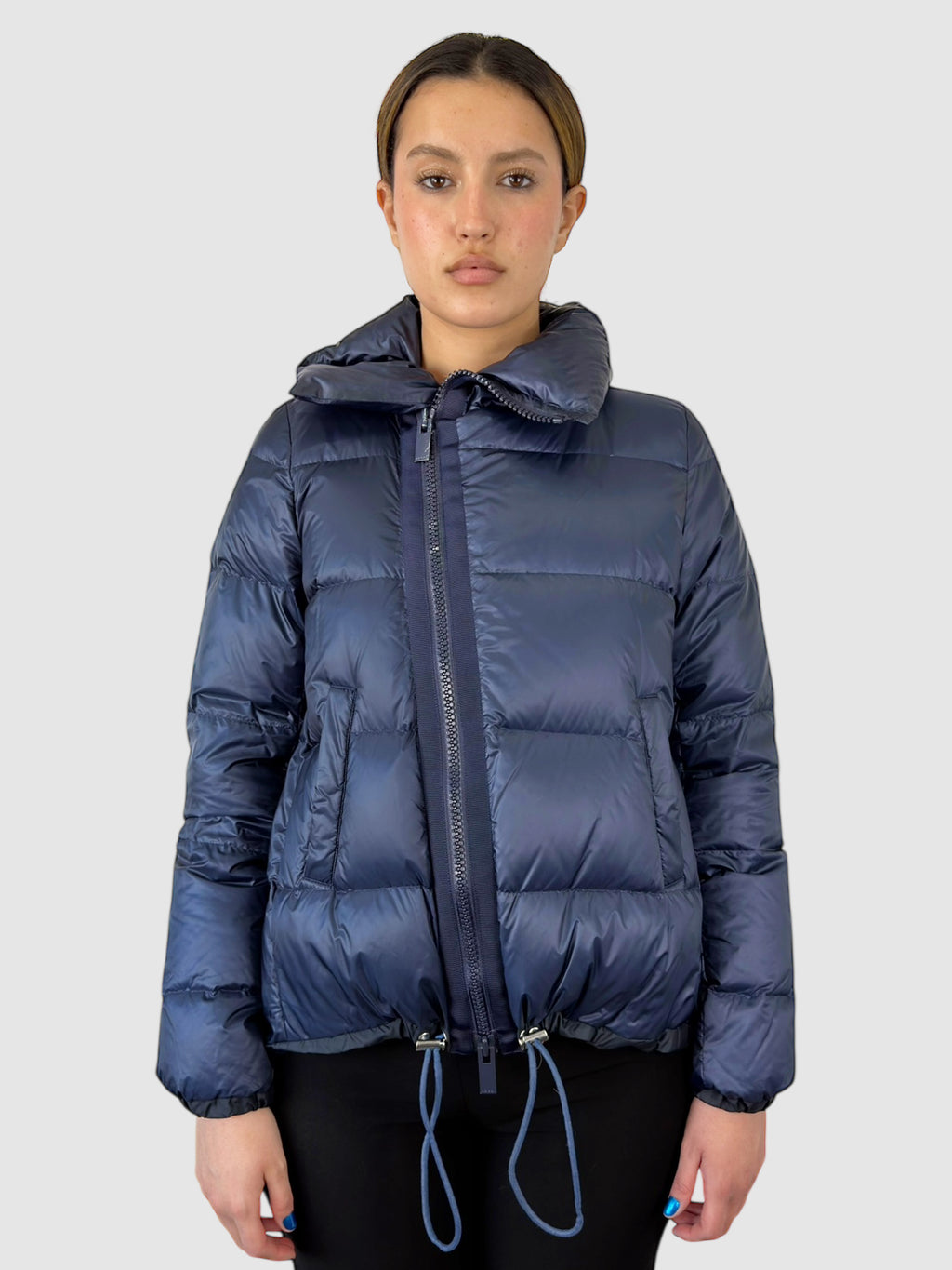 Diagonal Zip Puffer Jacket
