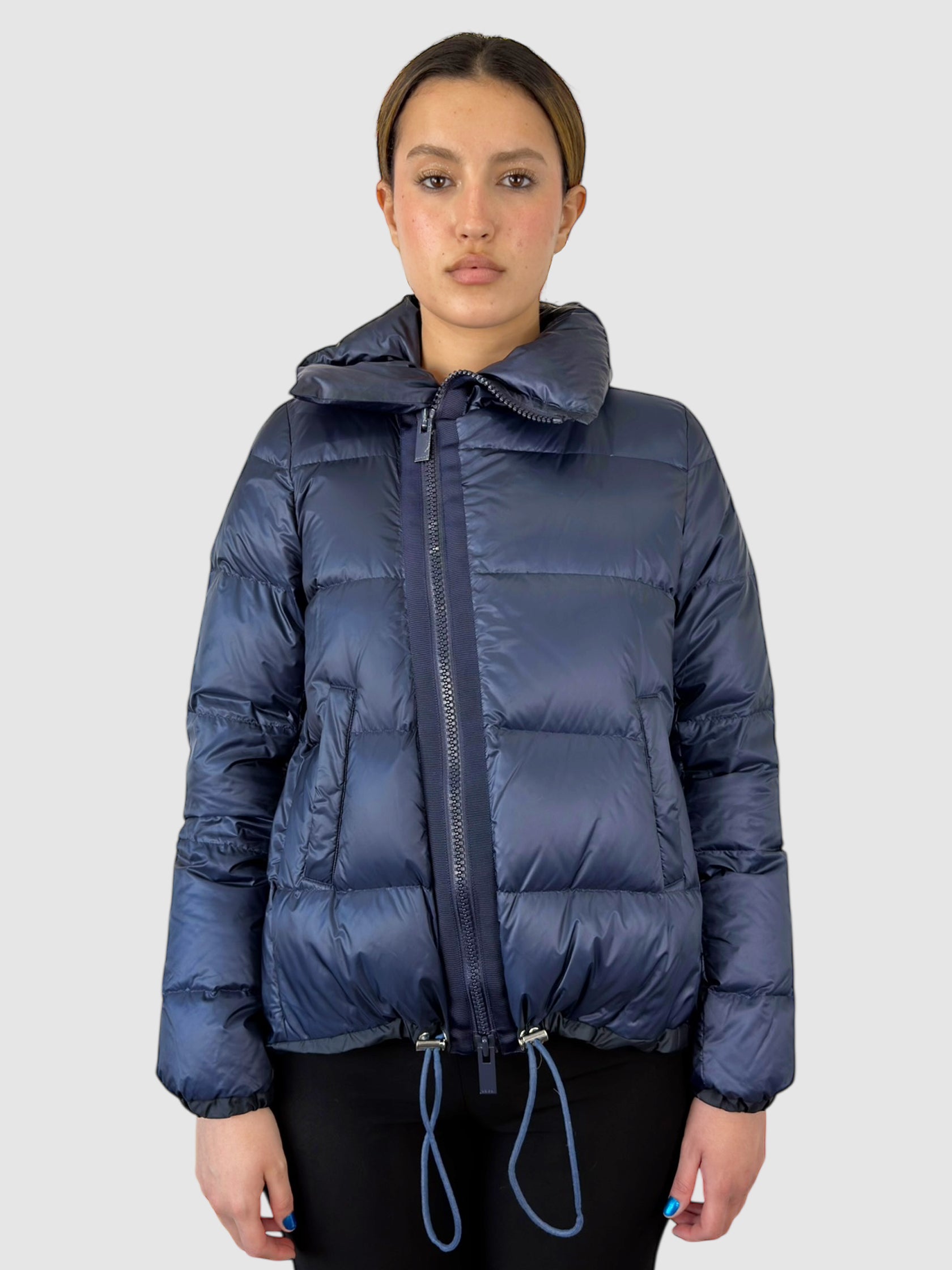 Diagonal Zip Puffer Jacket
