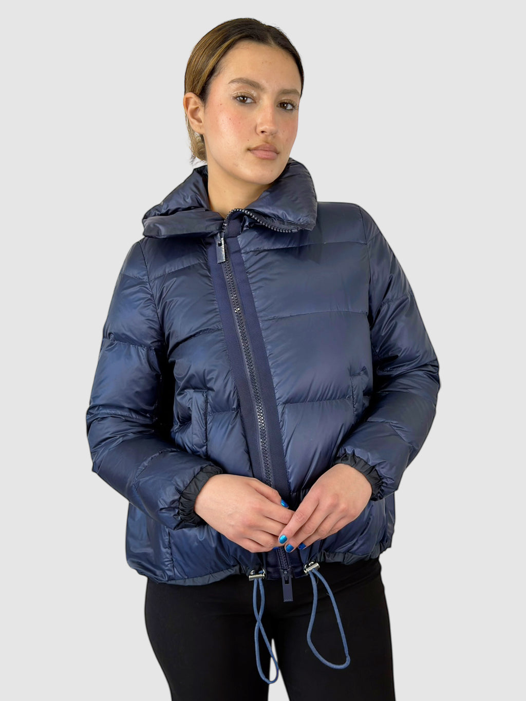 Diagonal Zip Puffer Jacket