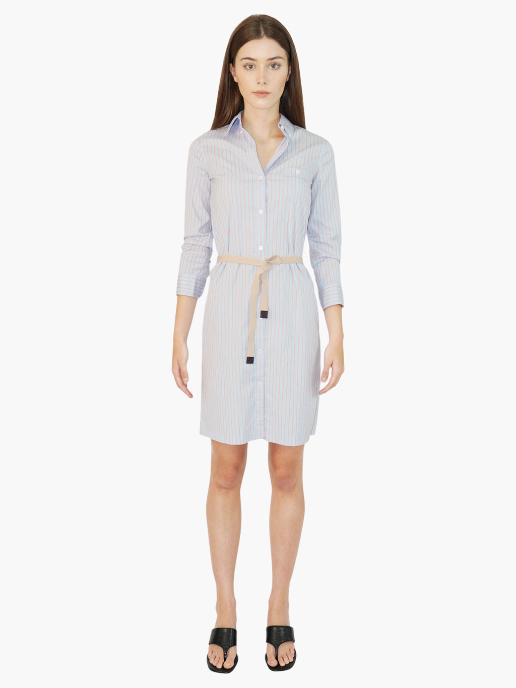 Pinstripe Belted Dress
