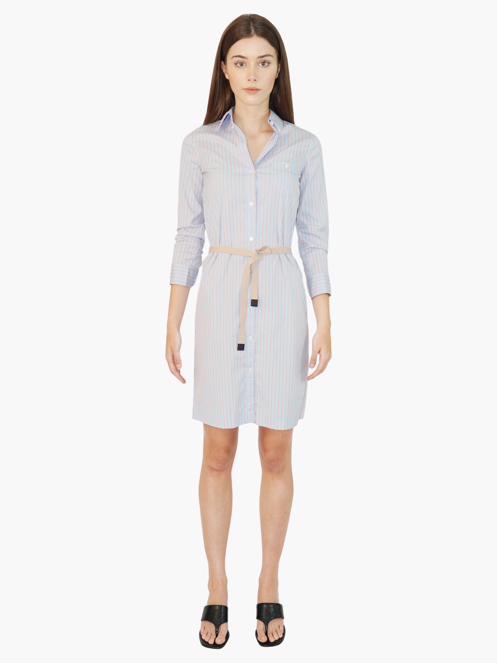 Pinstripe Belted Dress