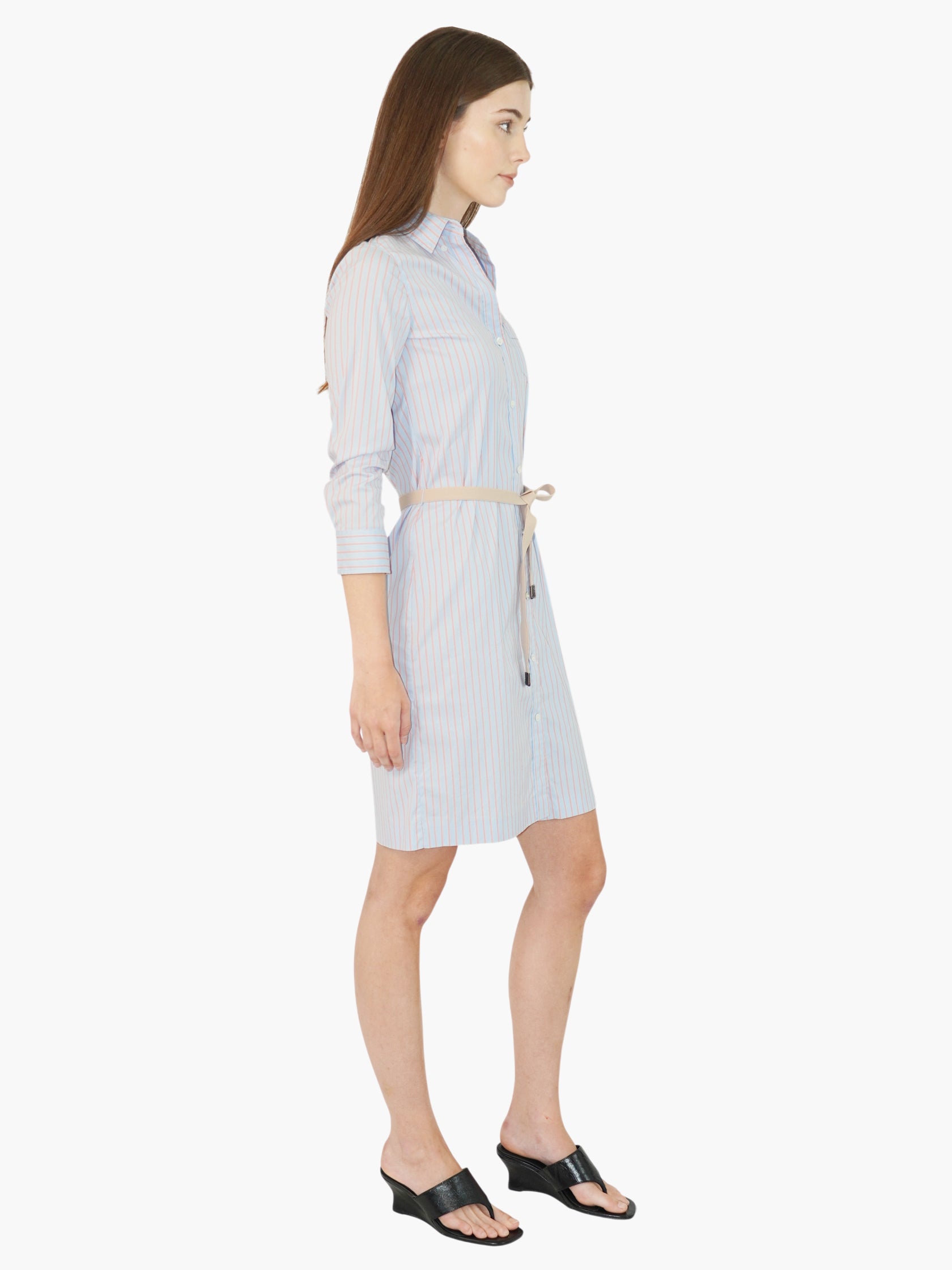 Pinstripe Belted Dress