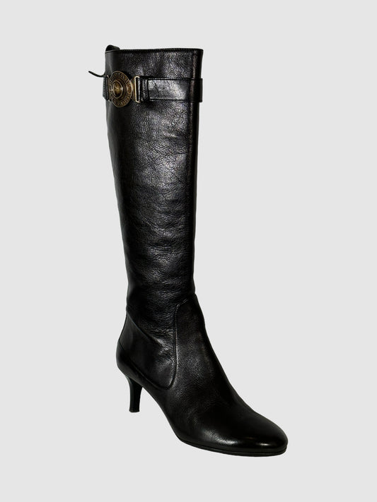 Leather Knee-High Boots - Size 8