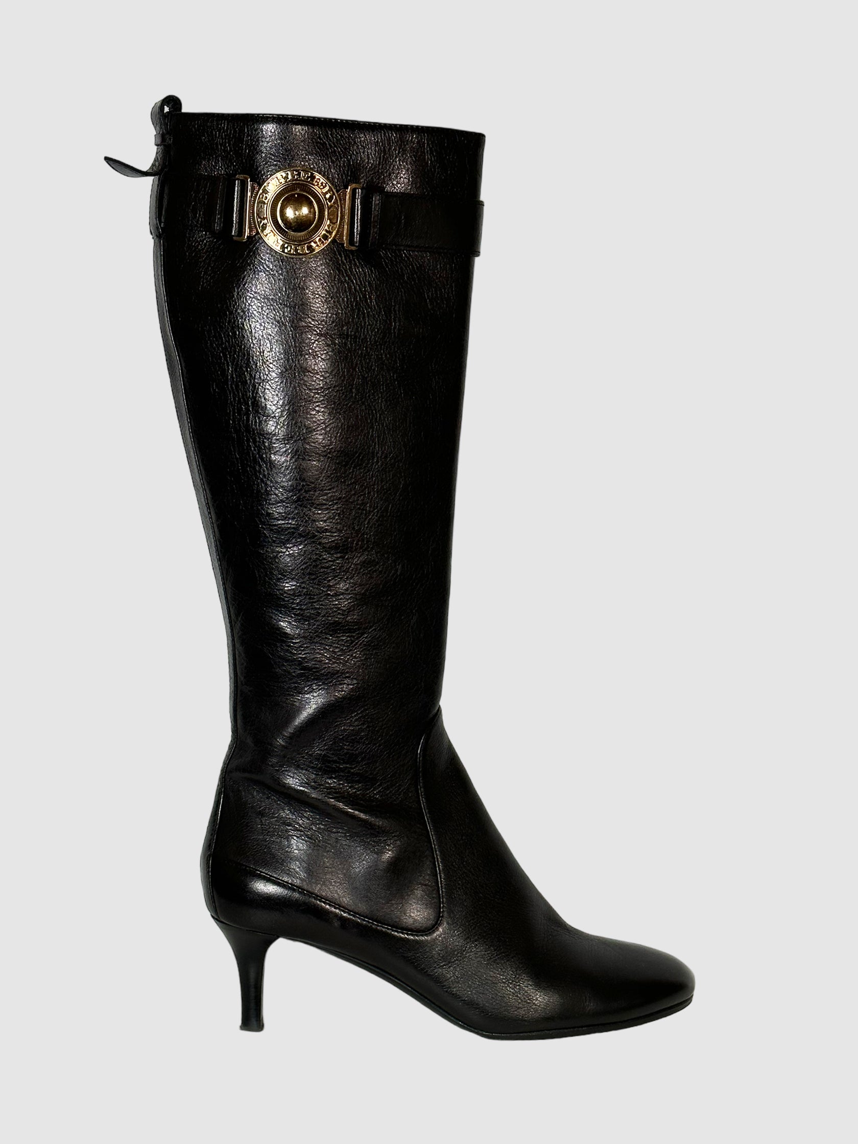 Leather Knee-High Boots - Size 8